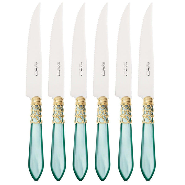 Melodia Gold 6 Piece Steak knife Set, Aqua — Casa Bugatti