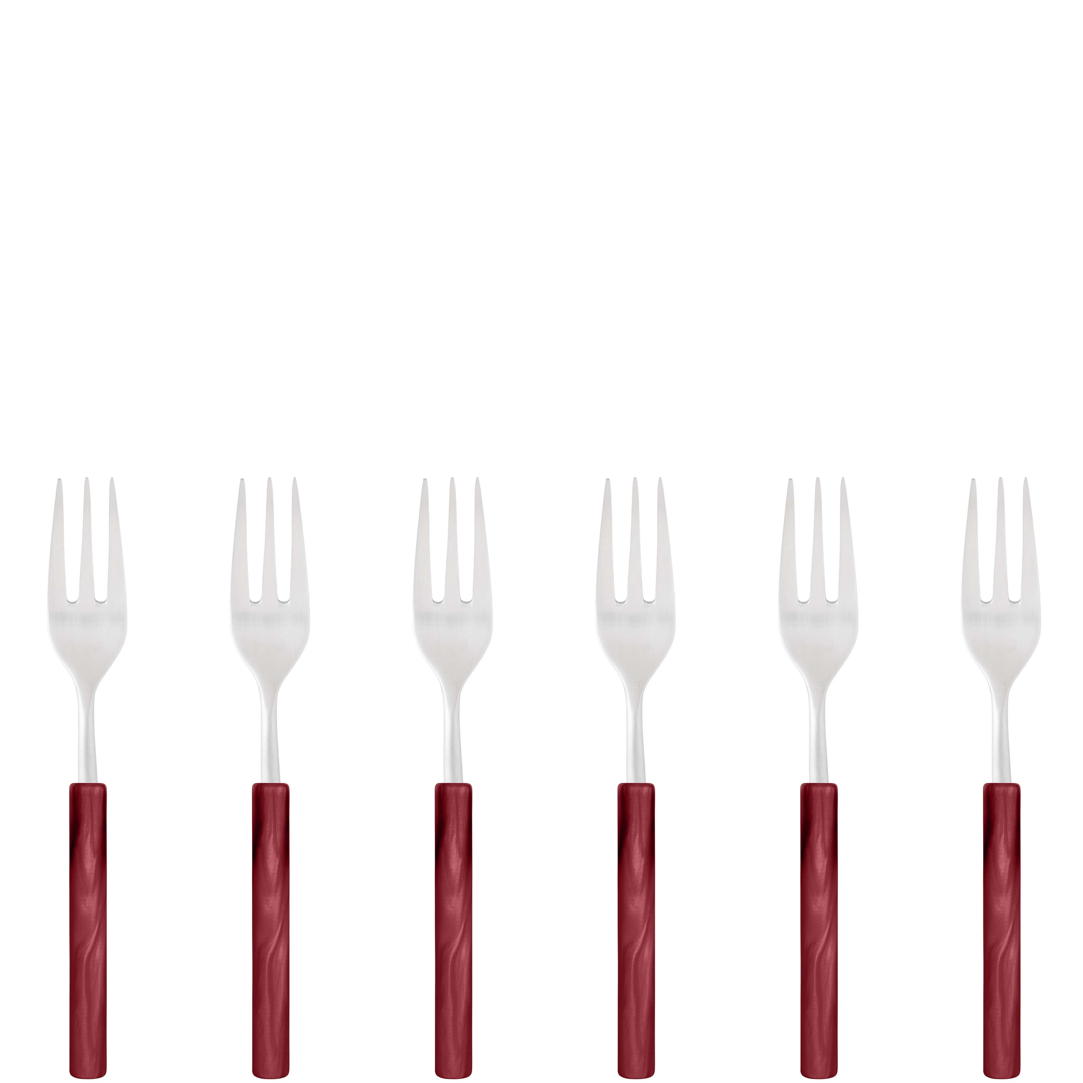 Mediterraneo Cocktail / Cake Forks Set - Burgundy