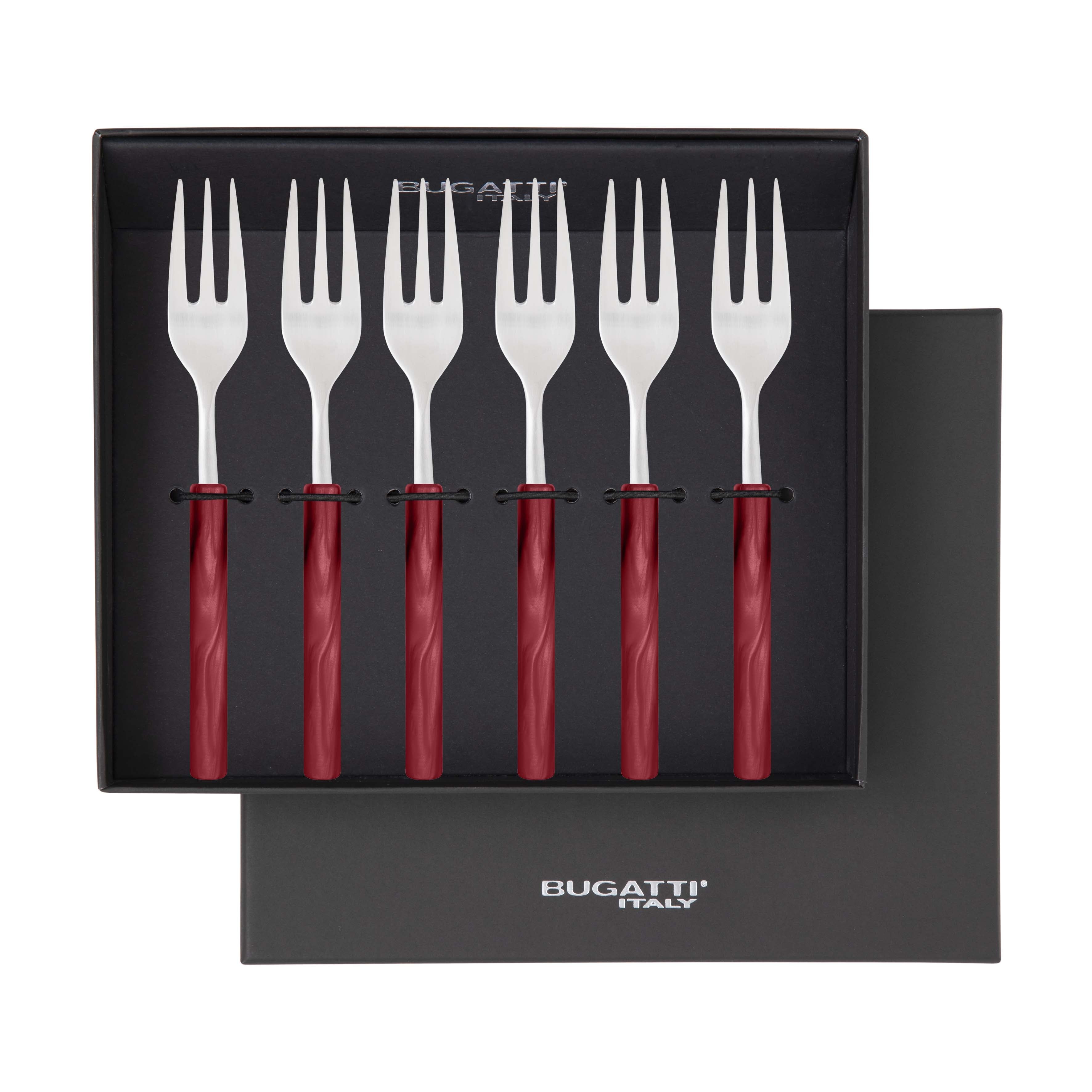 Mediterraneo Cocktail / Cake Forks Set - Burgundy