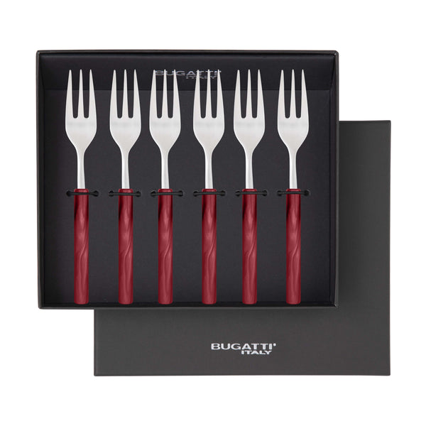 Mediterraneo Cocktail / Cake Forks Set - Burgundy