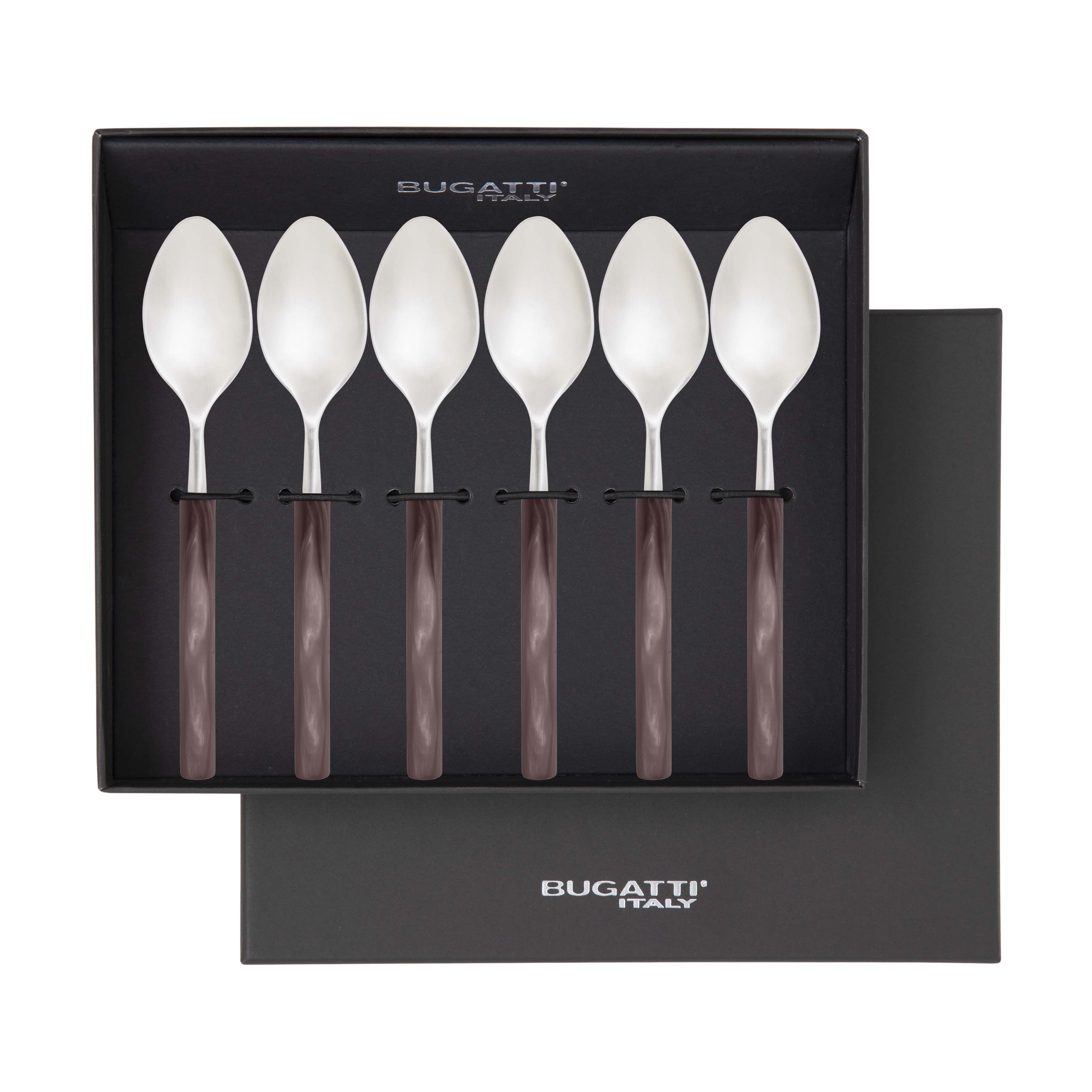 Mediterraneo Coffee Spoon Set - Chocolate Brown-Casa Bugatti USA