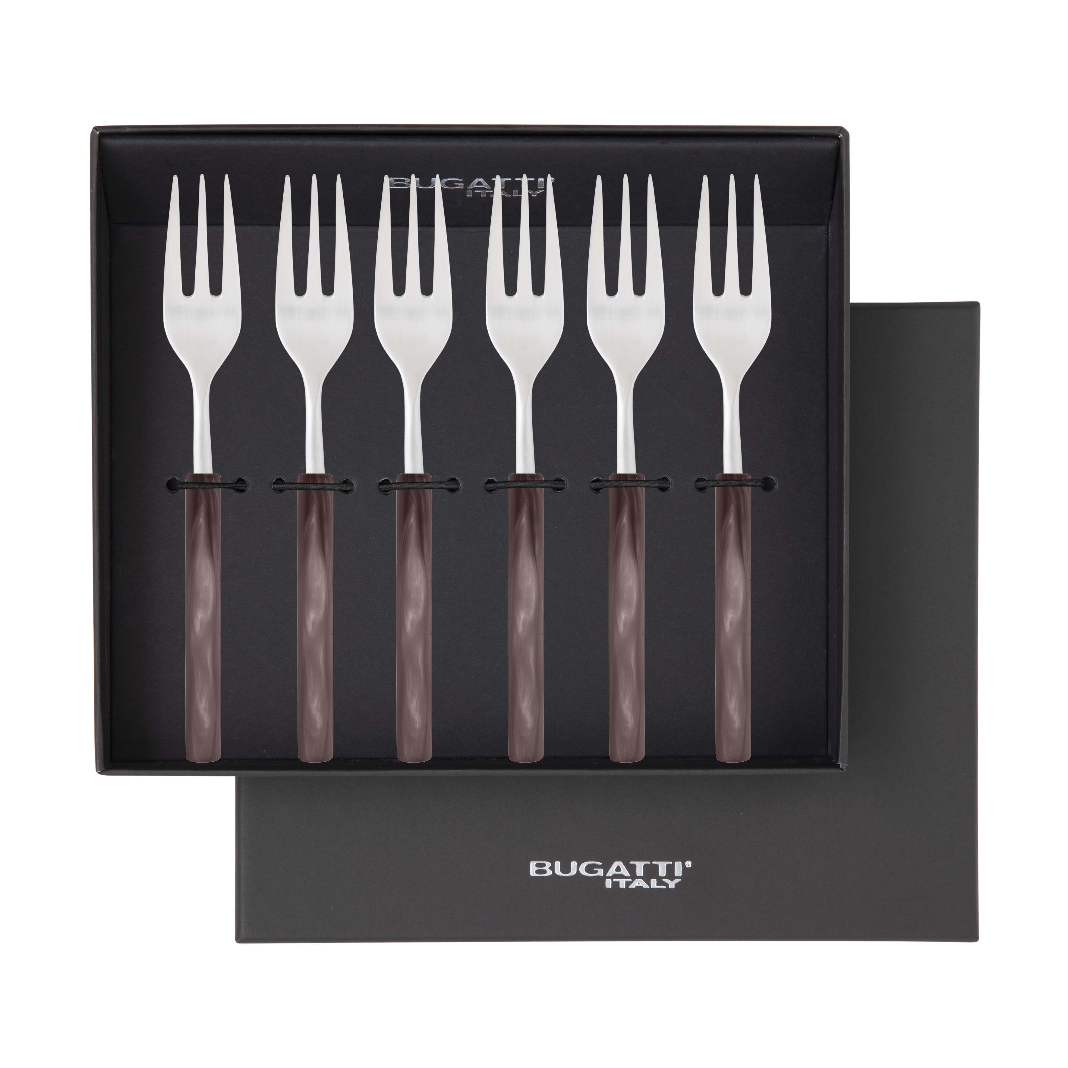 Mediterraneo Cocktail / Cake Forks Set - Chocolate Brown-Casa Bugatti USA