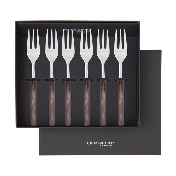 Mediterraneo Cocktail / Cake Forks Set - Chocolate Brown-Casa Bugatti USA