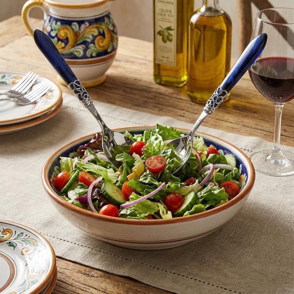 Arianna 2 Piece Salad Servers, Ivory | Casa Bugatti