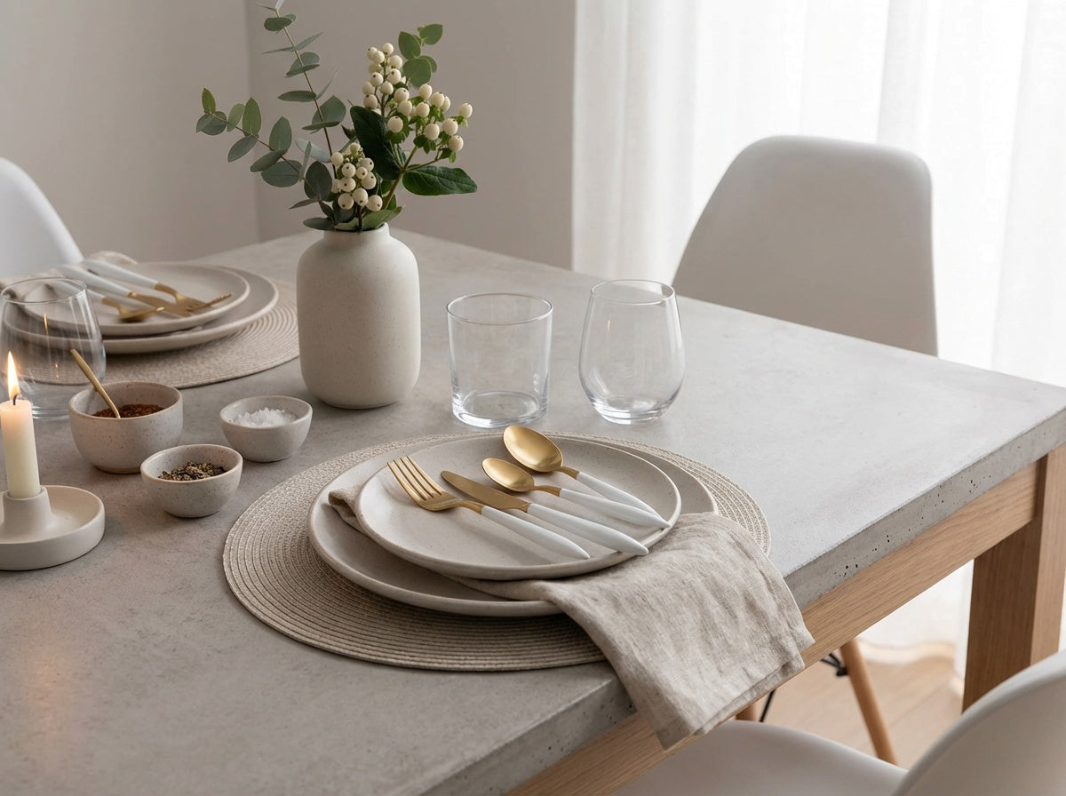 Ares Gold / White 5 Piece Place Setting