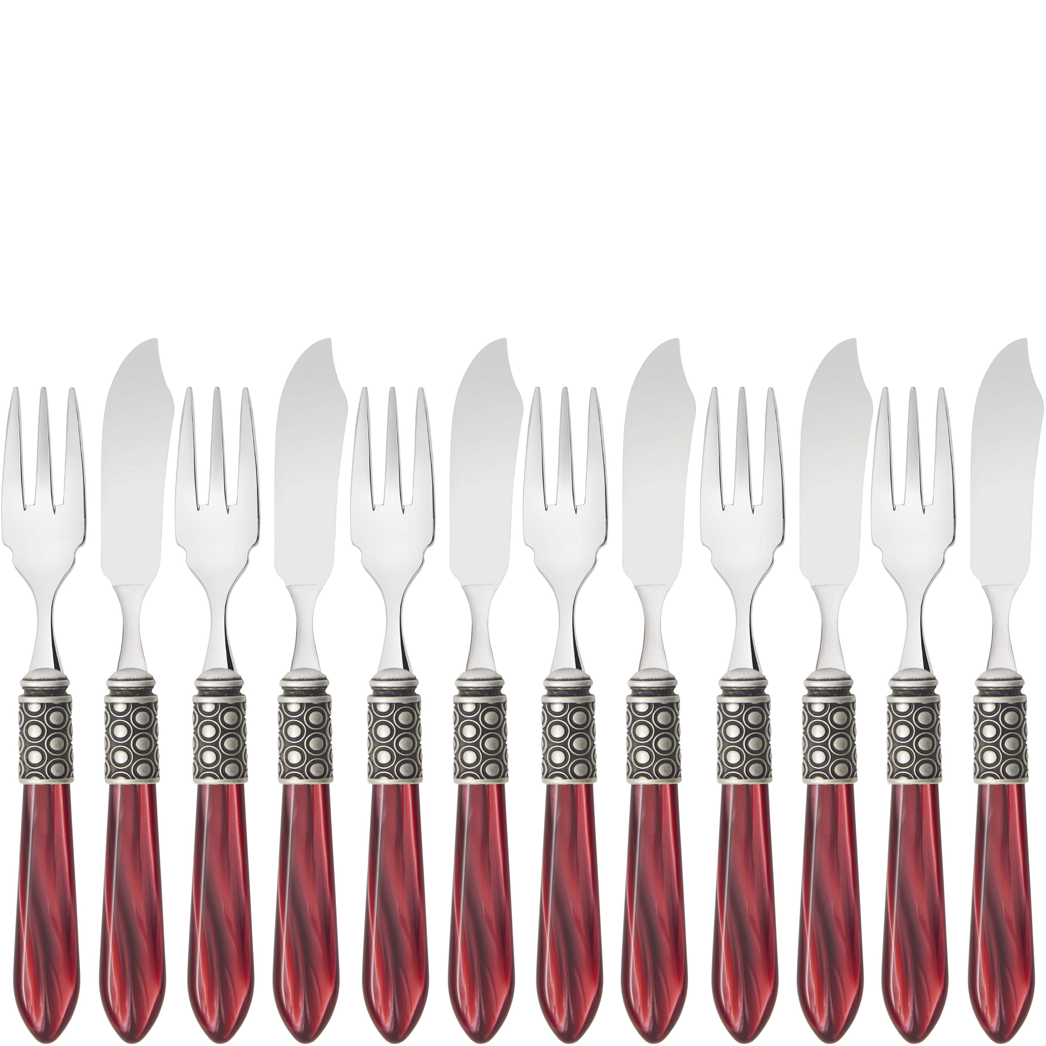 Optical Antique 12 Piece Fish Set - burgundy