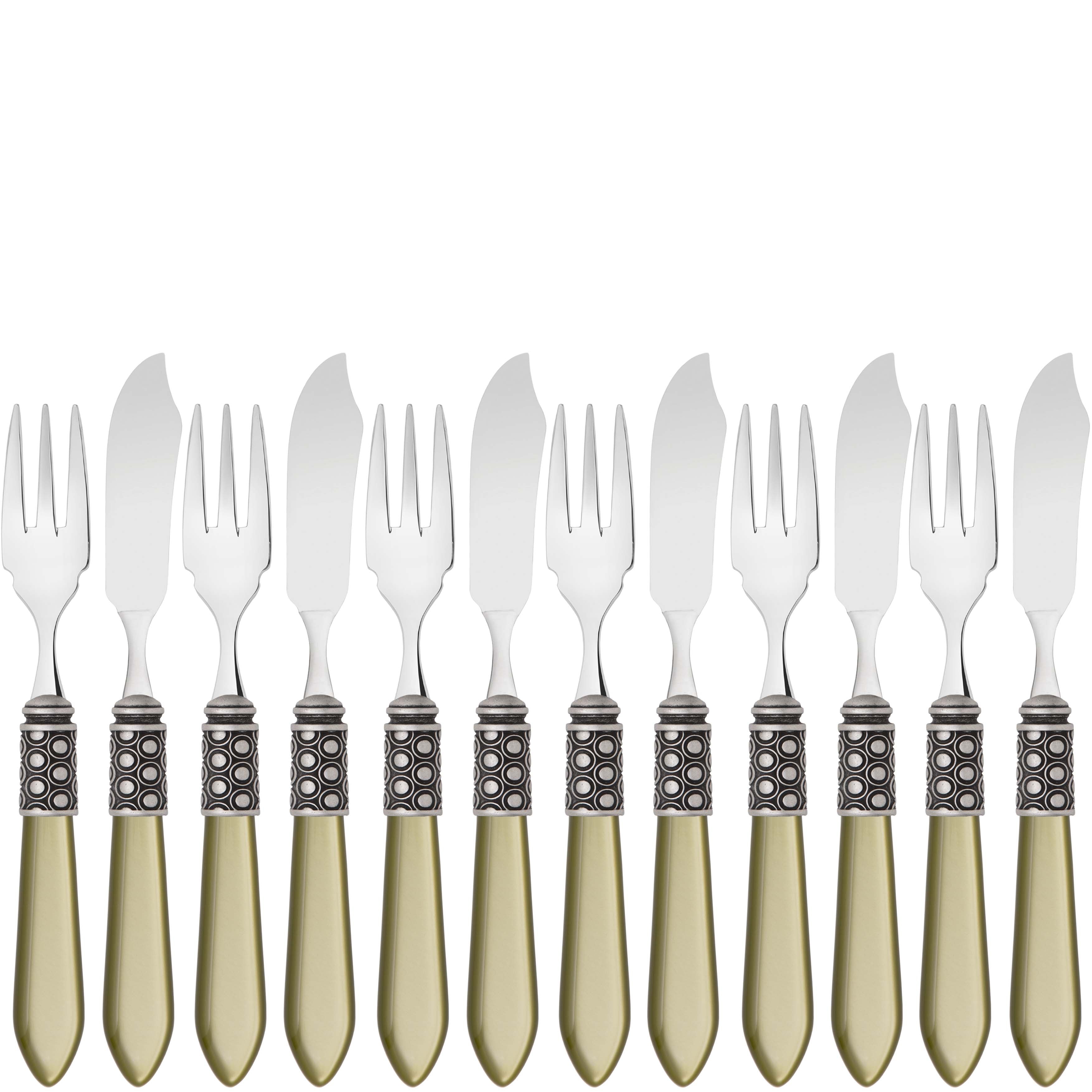 Optical Antique 12 Piece Fish Set - chartreuse green