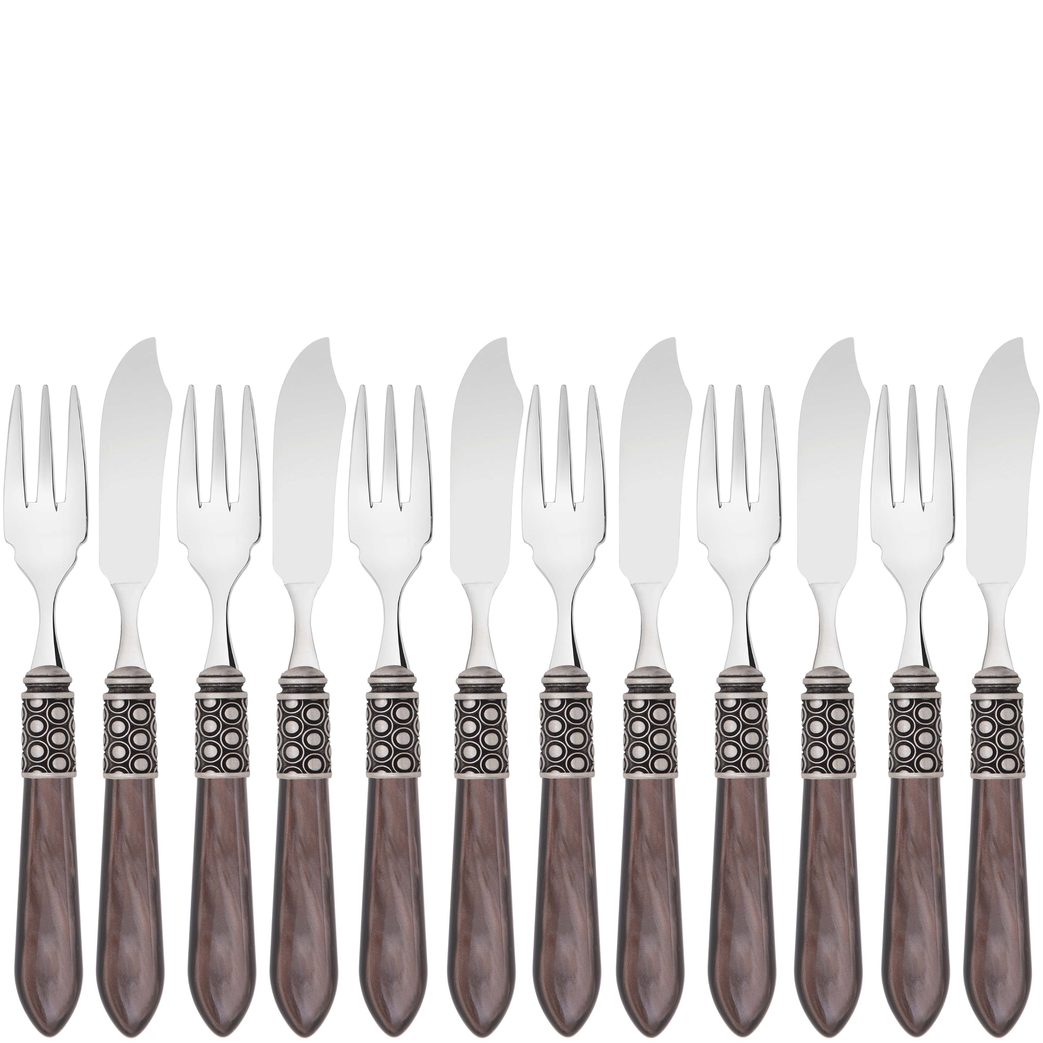 Optical Antique 12 Piece Fish Set - chocolate