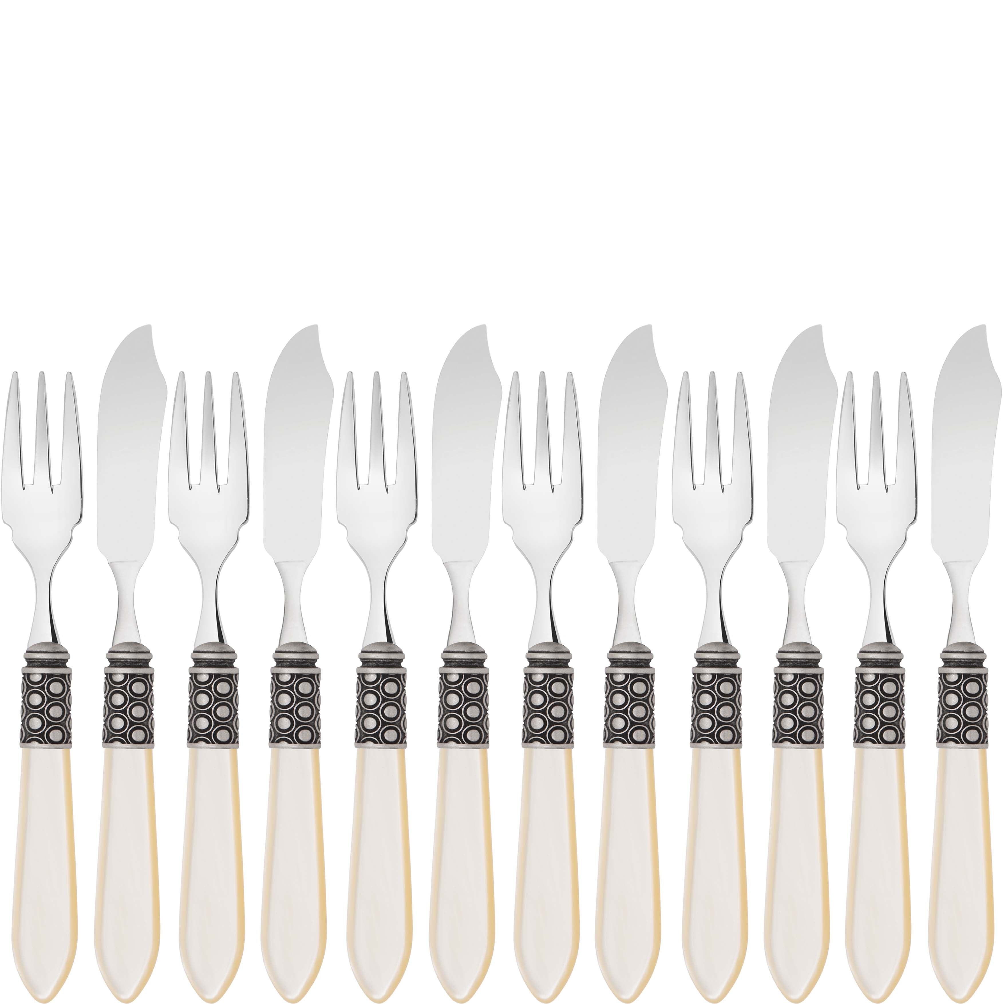 Optical Antique 12 Piece Fish Set - Ivory
