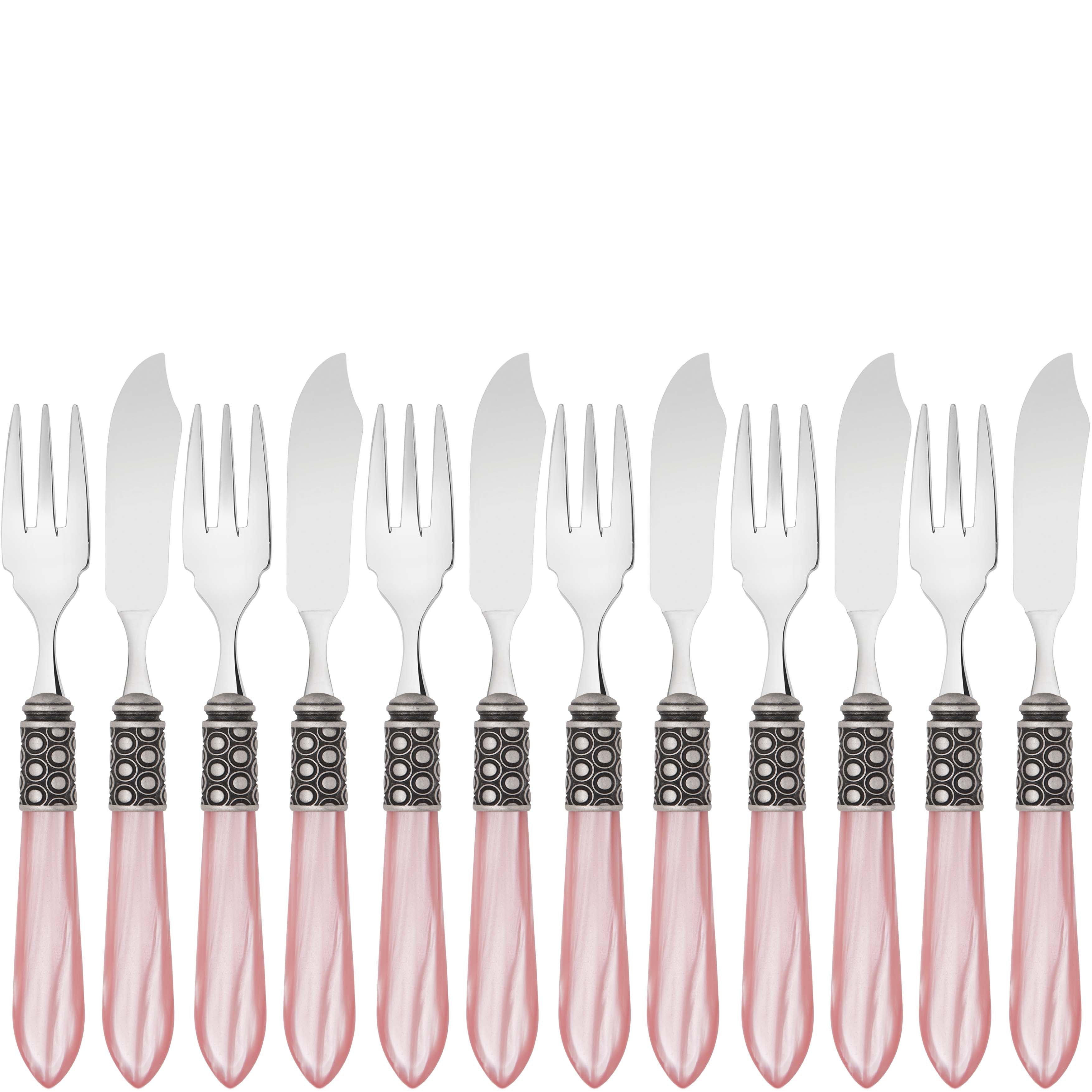 Optical Antique 12 Piece Fish Set - pink