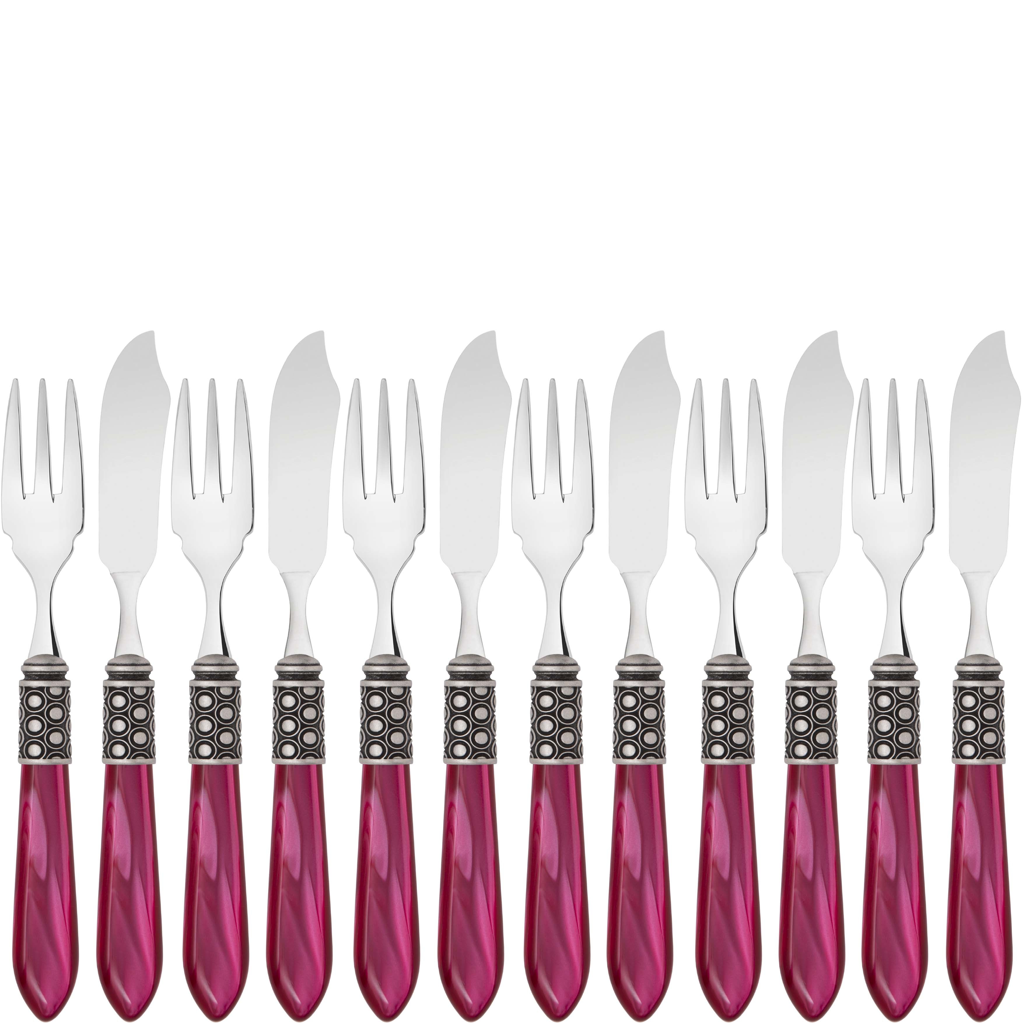 Optical Antique 12 Piece Fish Set - raspberry