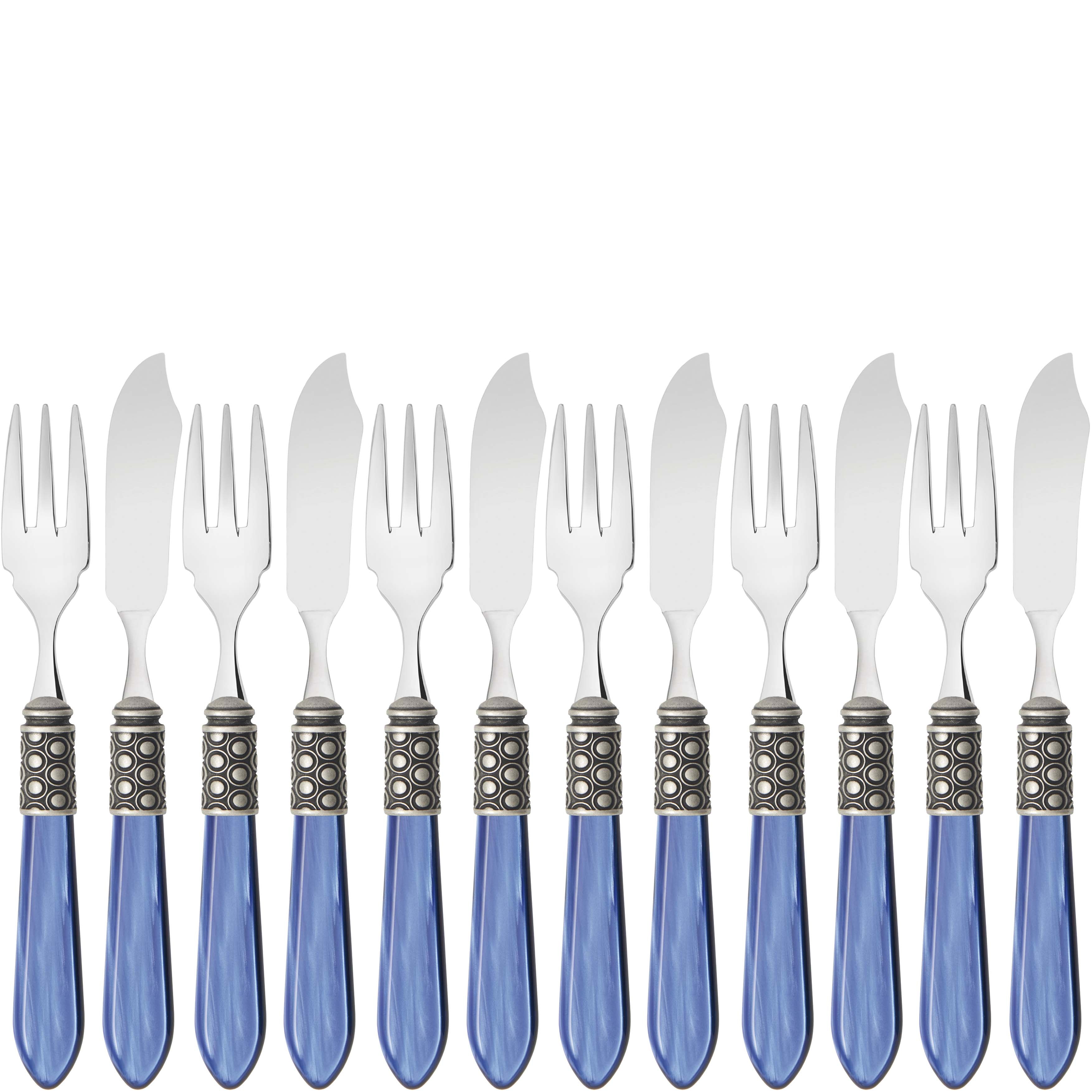 Optical Antique 12 Piece Fish Set - royal blue