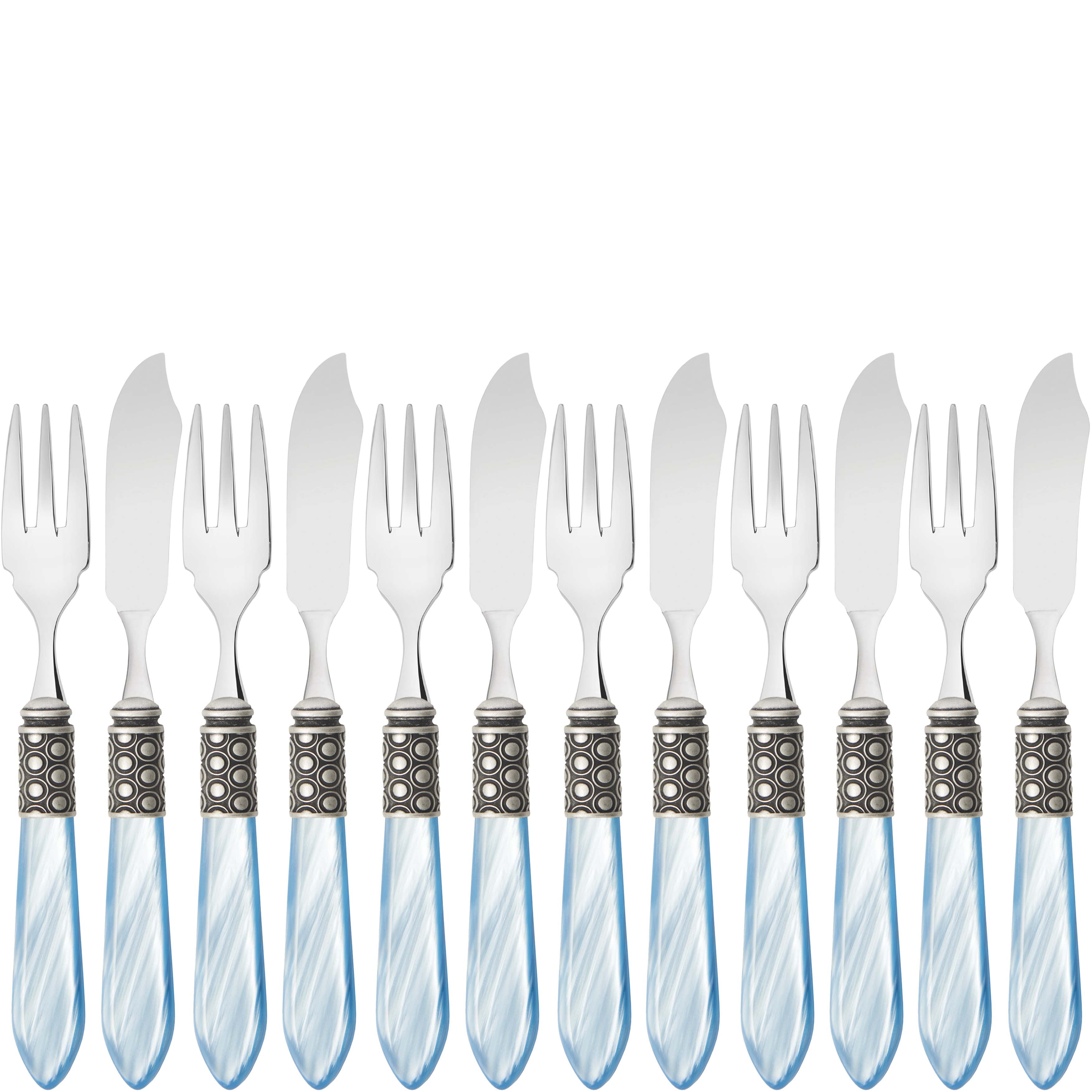 Optical Antique 12 Piece Fish Set - sky blue
