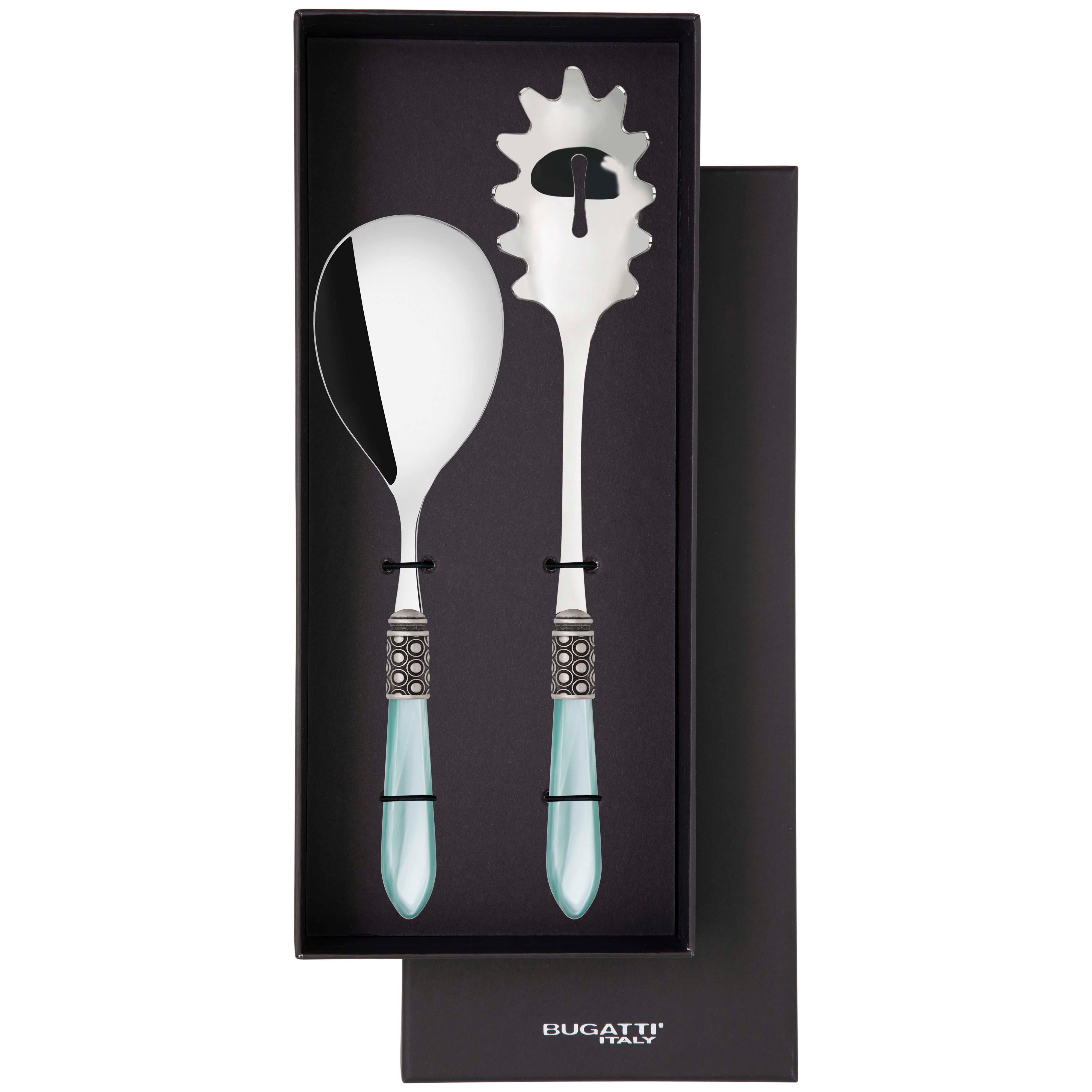 Optical Antique 2 Piece Pasta Set in gift box - aqua