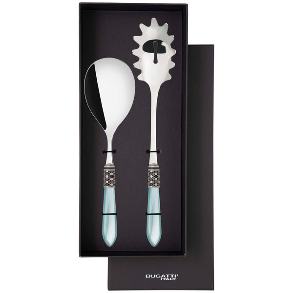 Optical Antique 2 Piece Pasta Set in gift box - Aqua