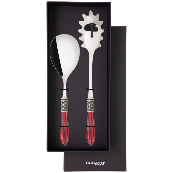 Optical Antique 2 Piece Pasta Set in gift box - Burgundy