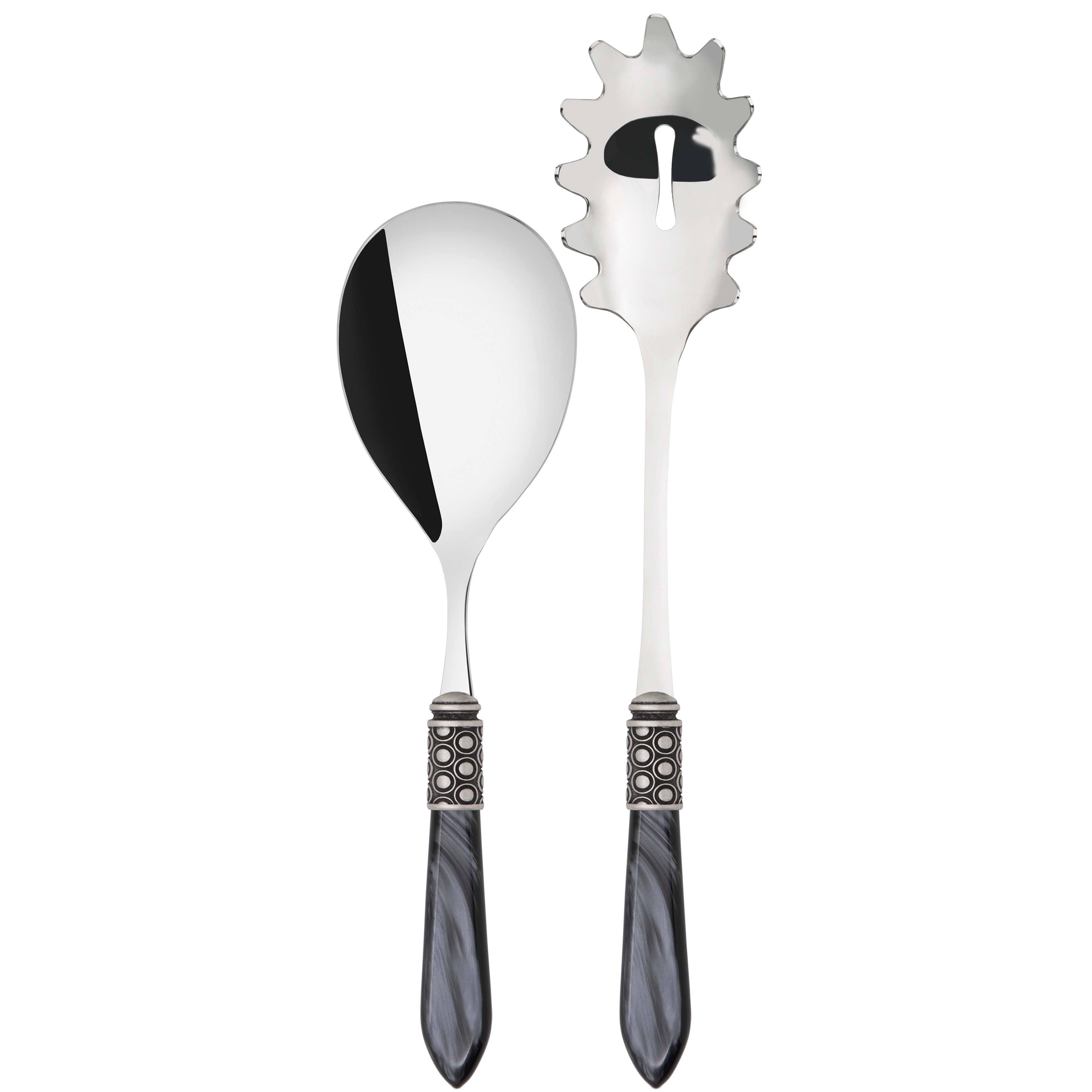 Optical Antique 2 Piece Pasta Set in gift box - charcoal