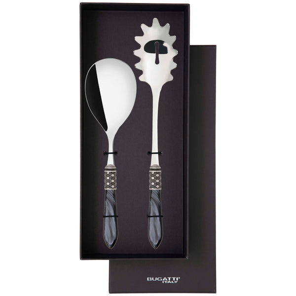 Optical Antique 2 Piece Pasta Set in gift box - Charcoal