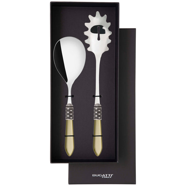 Optical Antique 2 Piece Pasta Set in gift box - Chartreuse Green