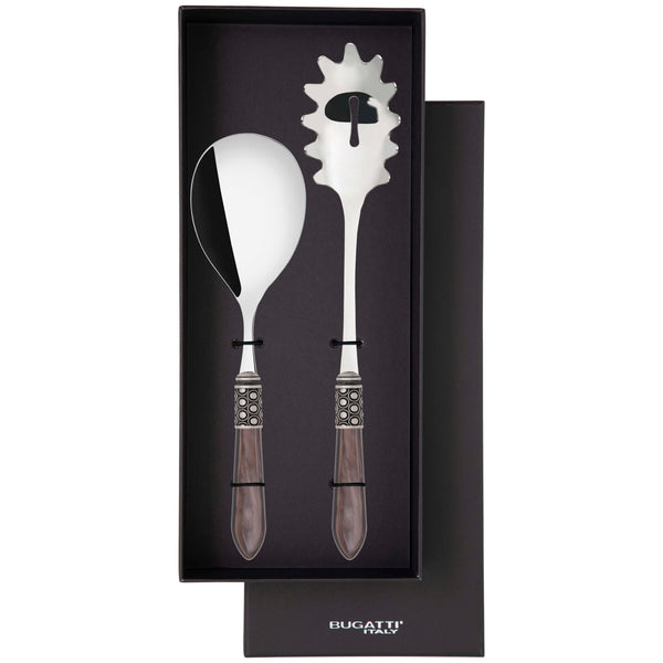Optical Antique 2 Piece Pasta Set in gift box - Chocolate