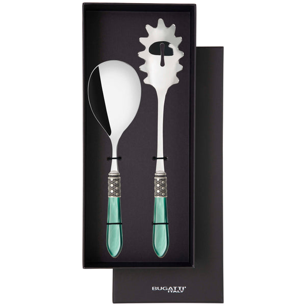 Optical Antique 2 Piece Pasta Set in gift box - Emerald Green