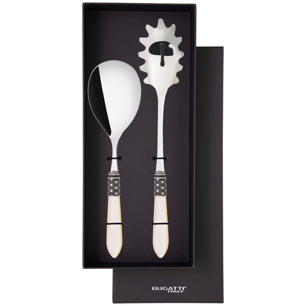Optical Antique 2 Piece Pasta Set in gift box - Ivory