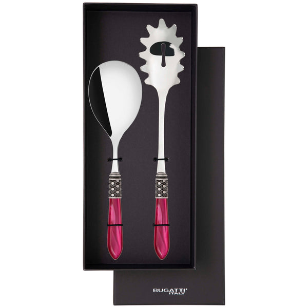 Optical Antique 2 Piece Pasta Set in gift box - Raspberry