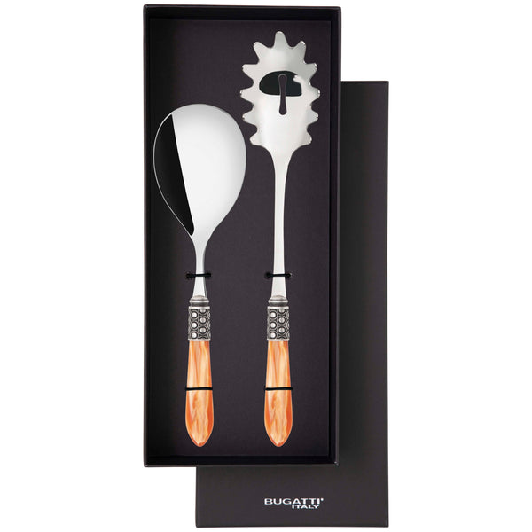 Optical Antique 2 Piece Pasta Set in gift box - Tangerine