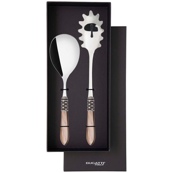 Optical Antique 2 Piece Pasta Set in gift box - Taupe