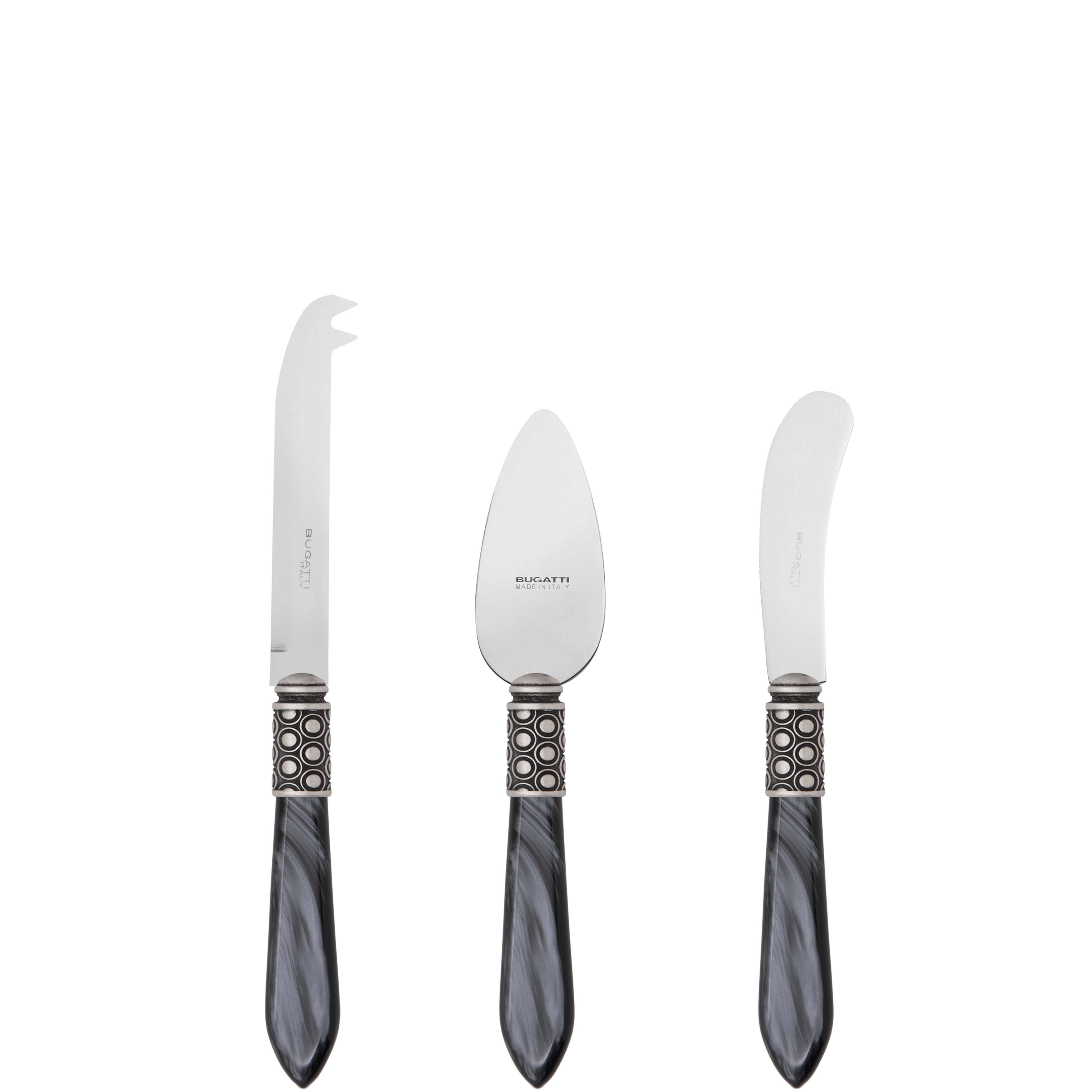 Optical Antique 3 Piece Cheese Knife Set - charcoal