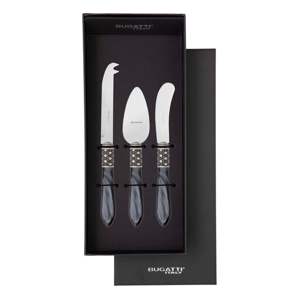 Optical Antique 3 Piece Cheese Knife Set - Charcoal