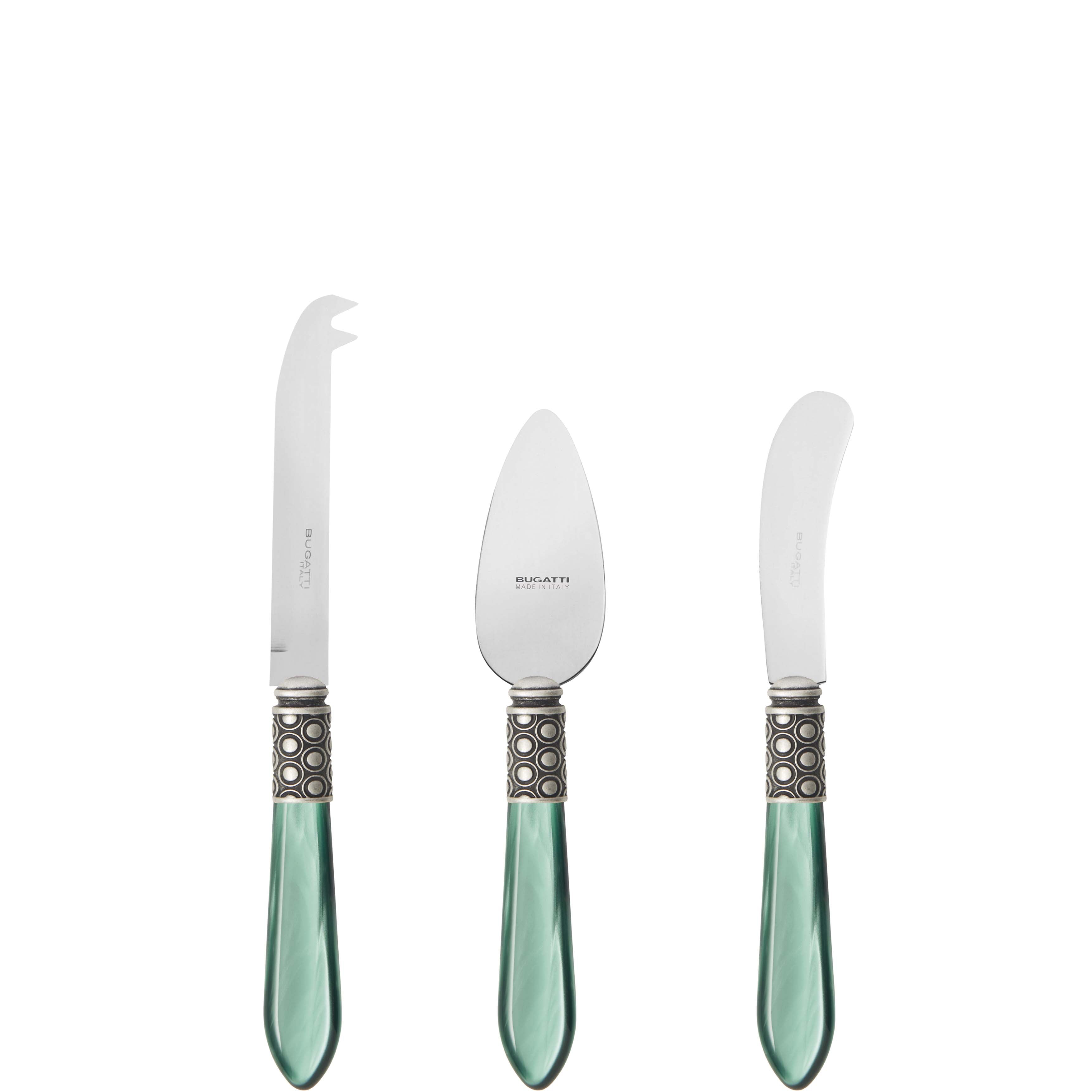 Optical Antique 3 Piece Cheese Knife Set - green