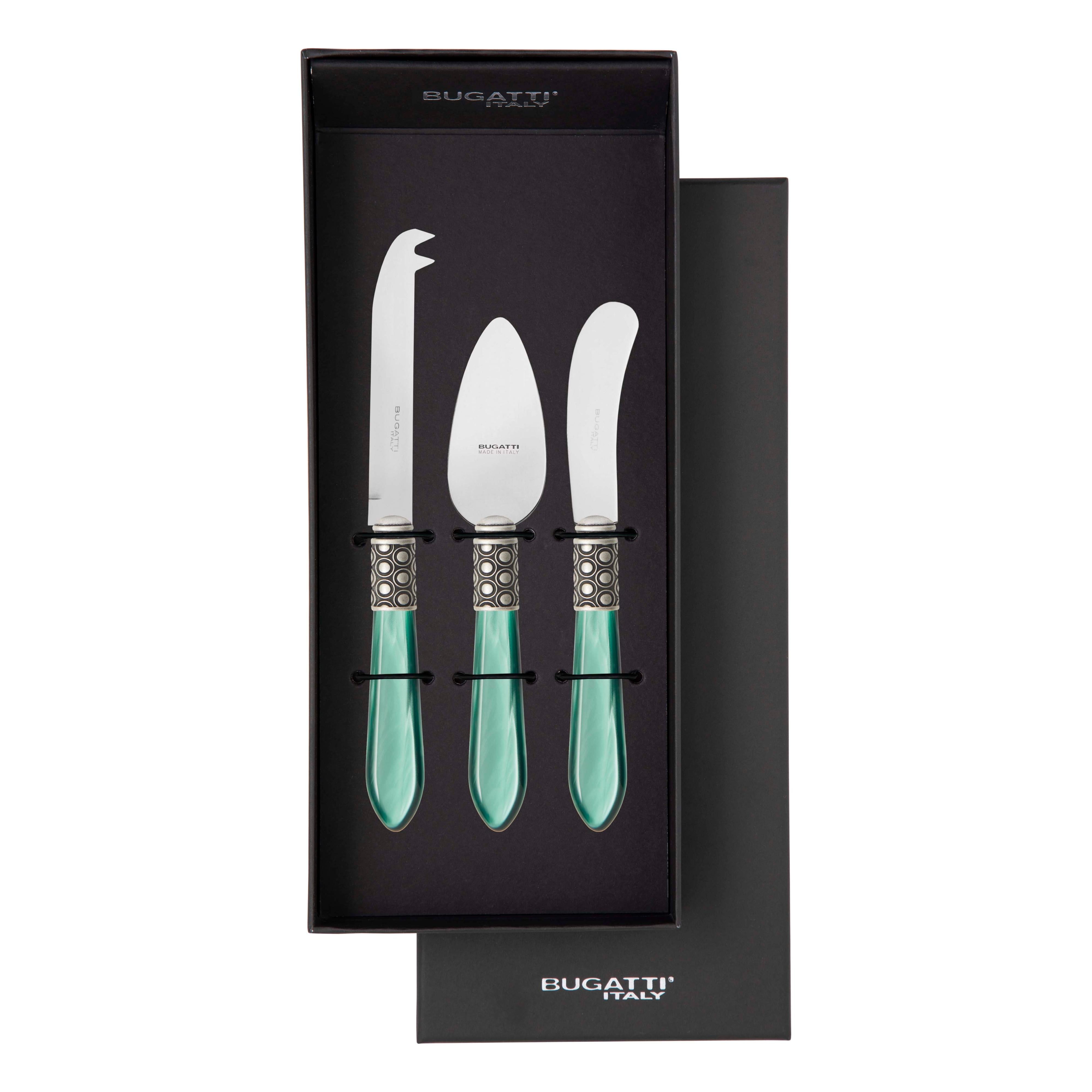 Optical Antique 3 Piece Cheese Knife Set - green