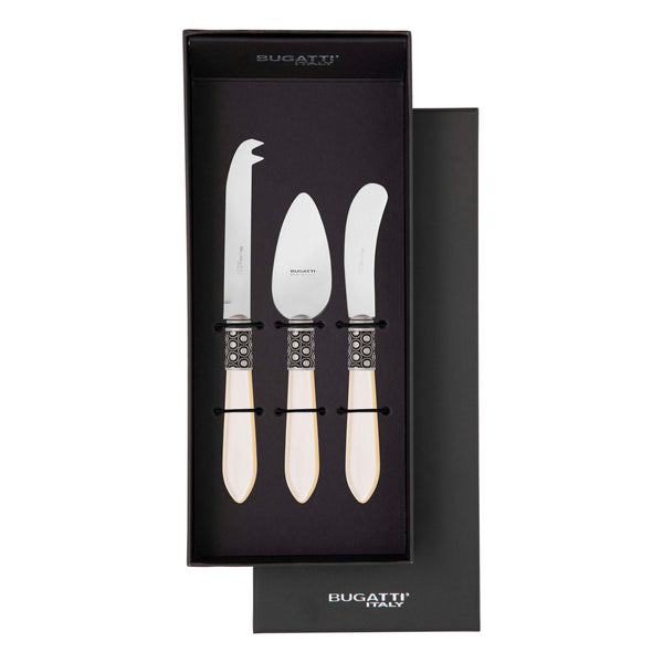 Optical Antique 3 Piece Cheese Knife Set - Ivory