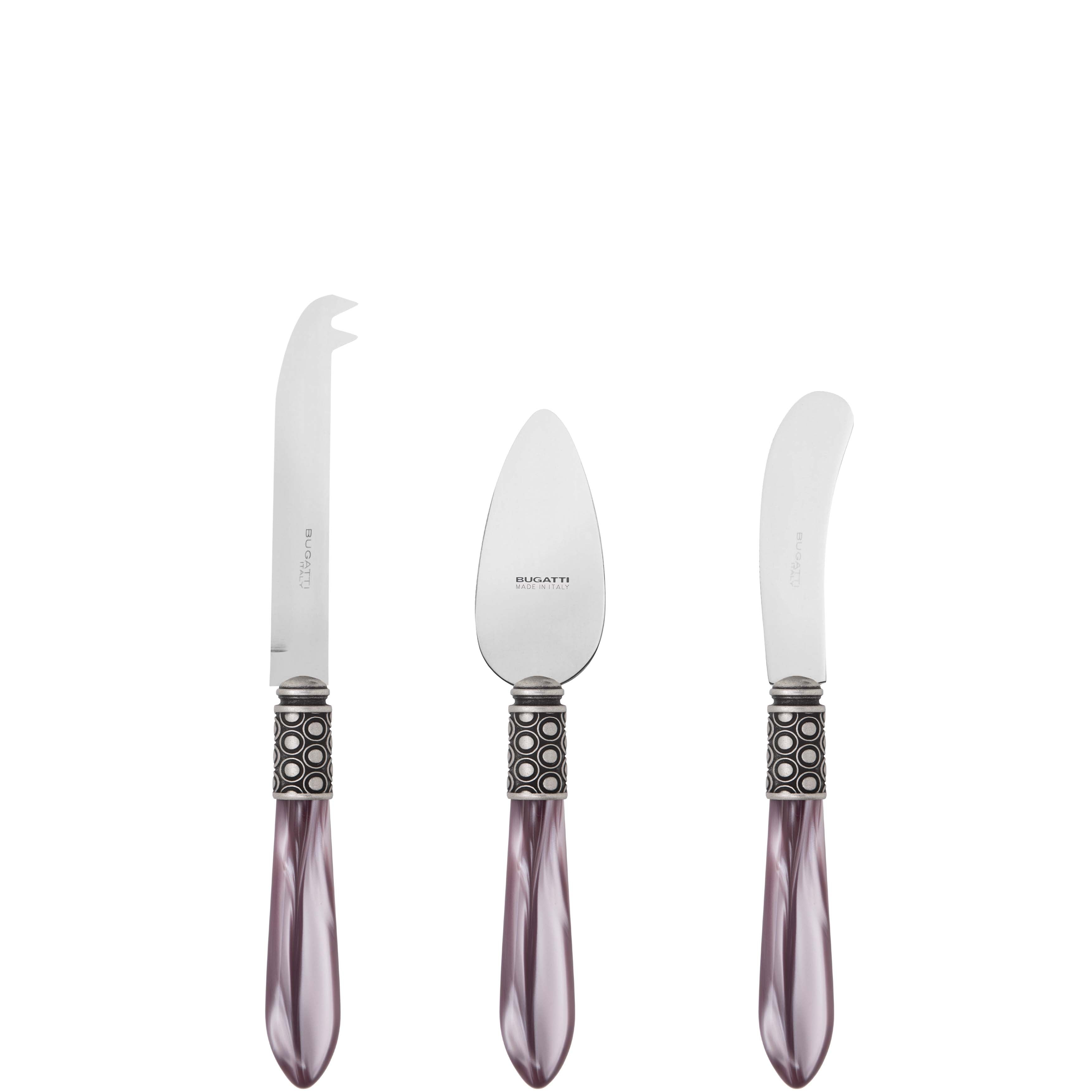 Optical Antique 3 Piece Cheese Knife Set - lilac