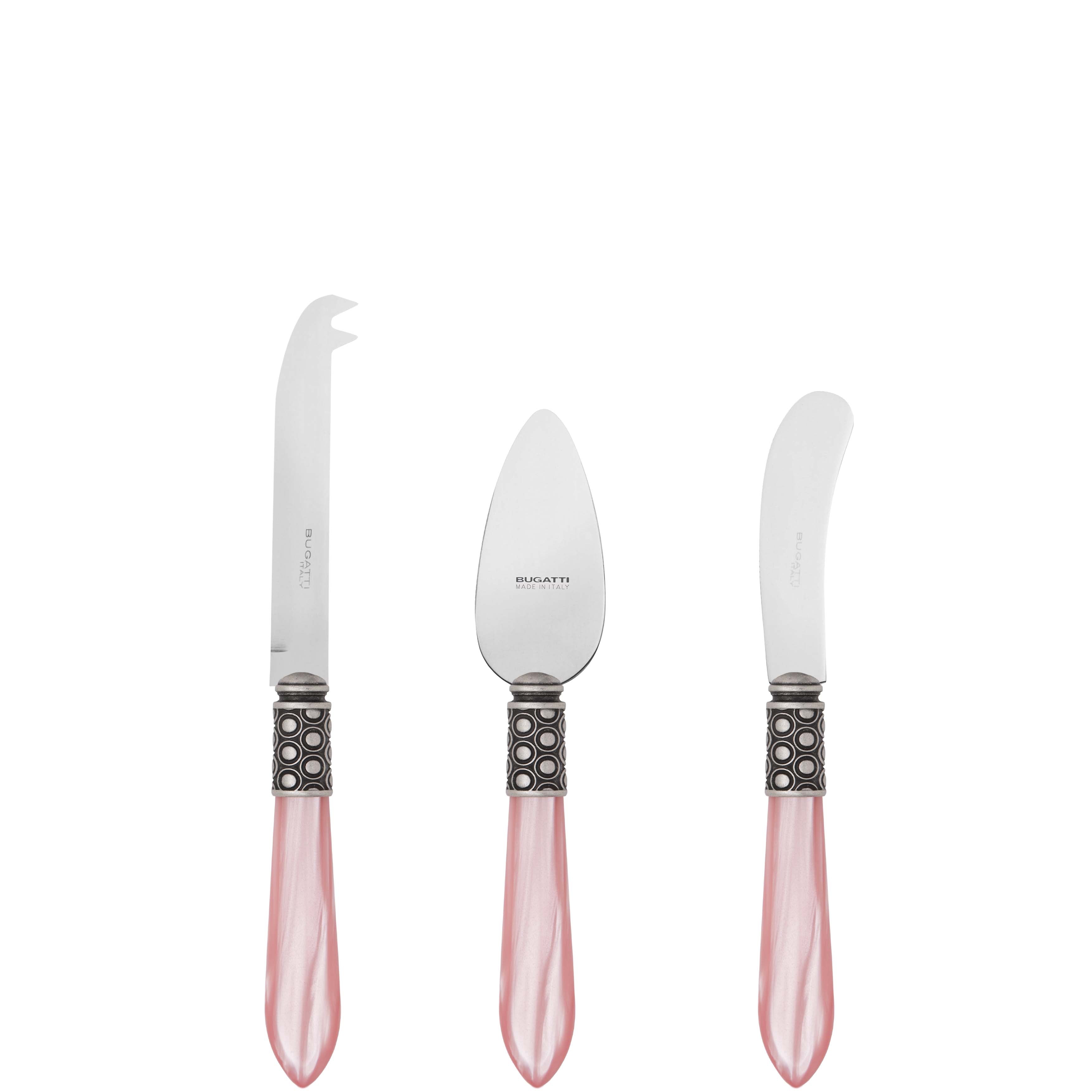 Optical Antique 3 Piece Cheese Knife Set - pink-Casa Bugatti USA