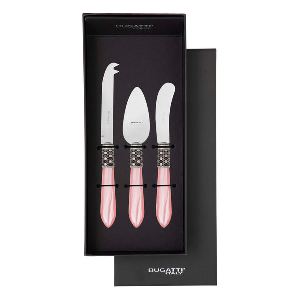 Optical Antique 3 Piece Cheese Knife Set - Pink