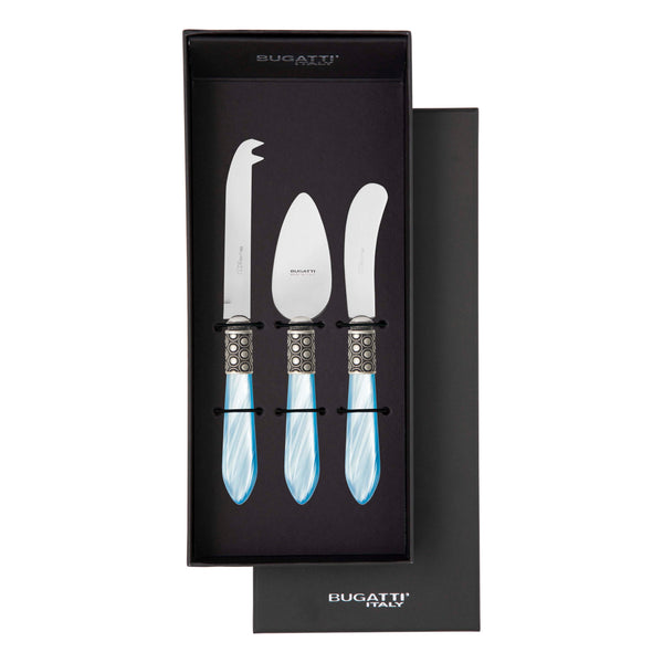 Optical Antique 3 Piece Cheese Knife Set - Sky Blue