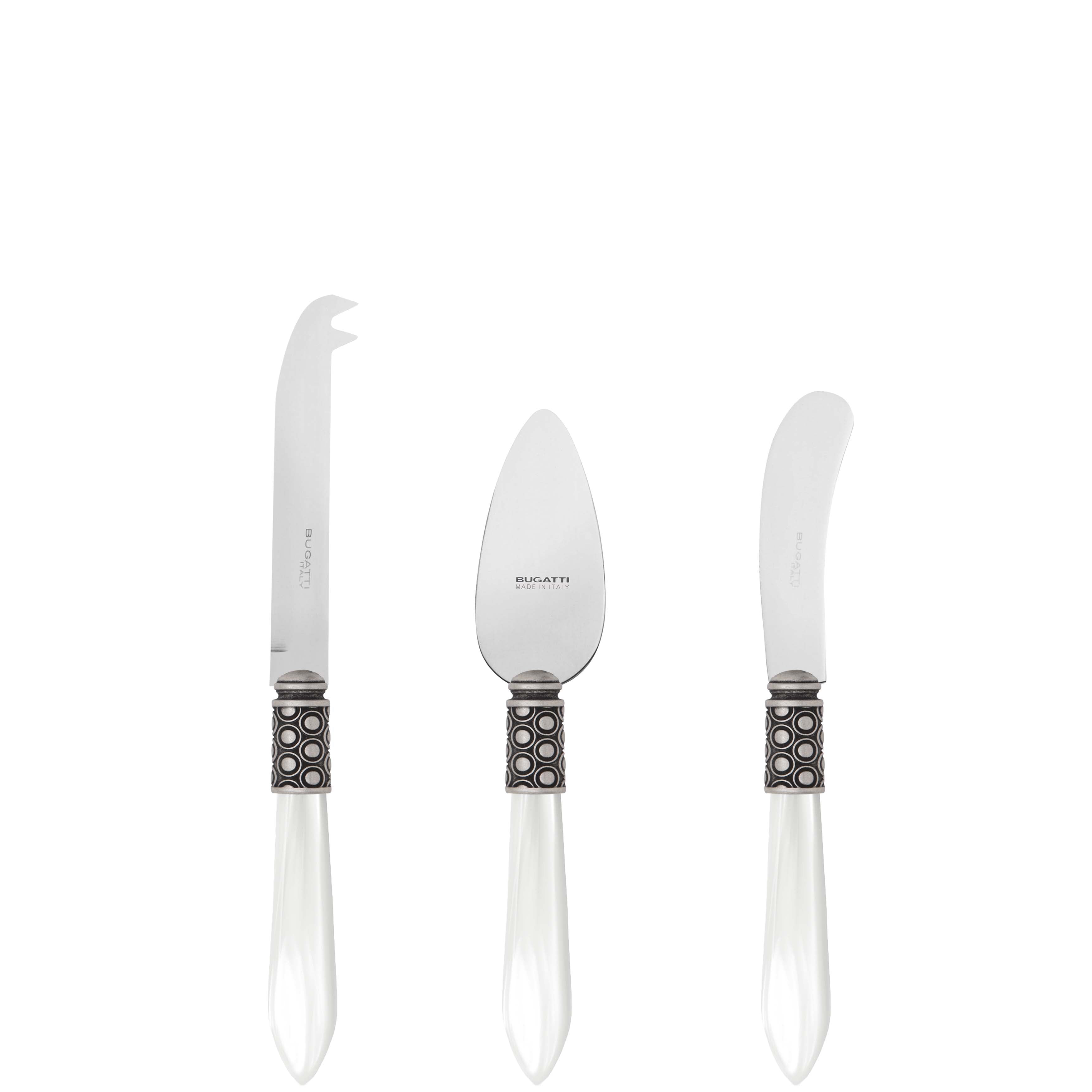 Optical Antique 3 Piece Cheese Knife Set - white