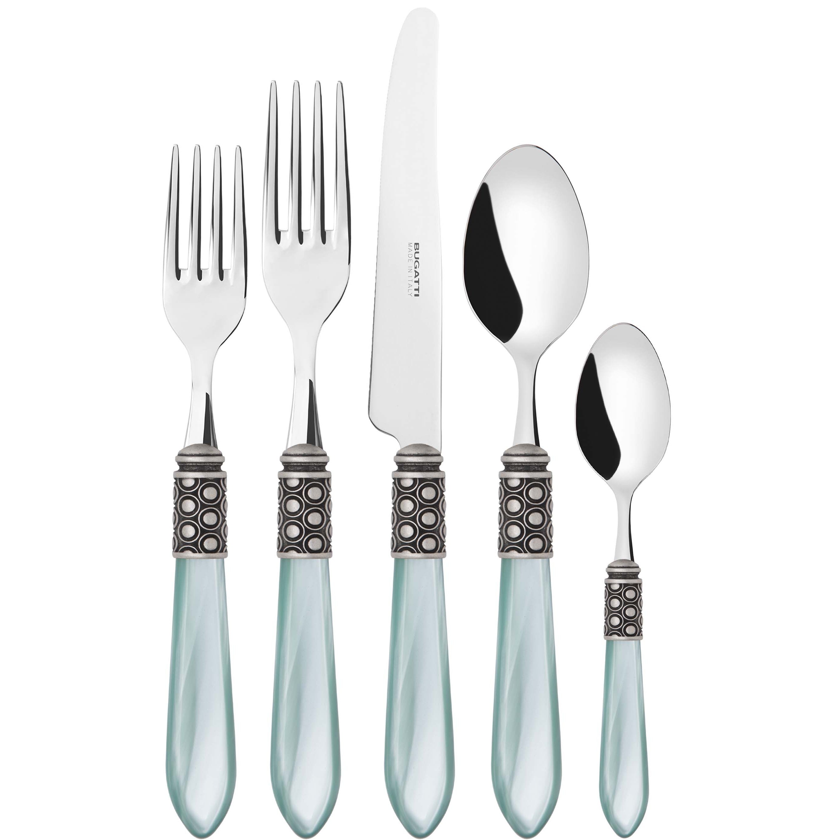Optical Antique 5 Piece Place setting - Aqua