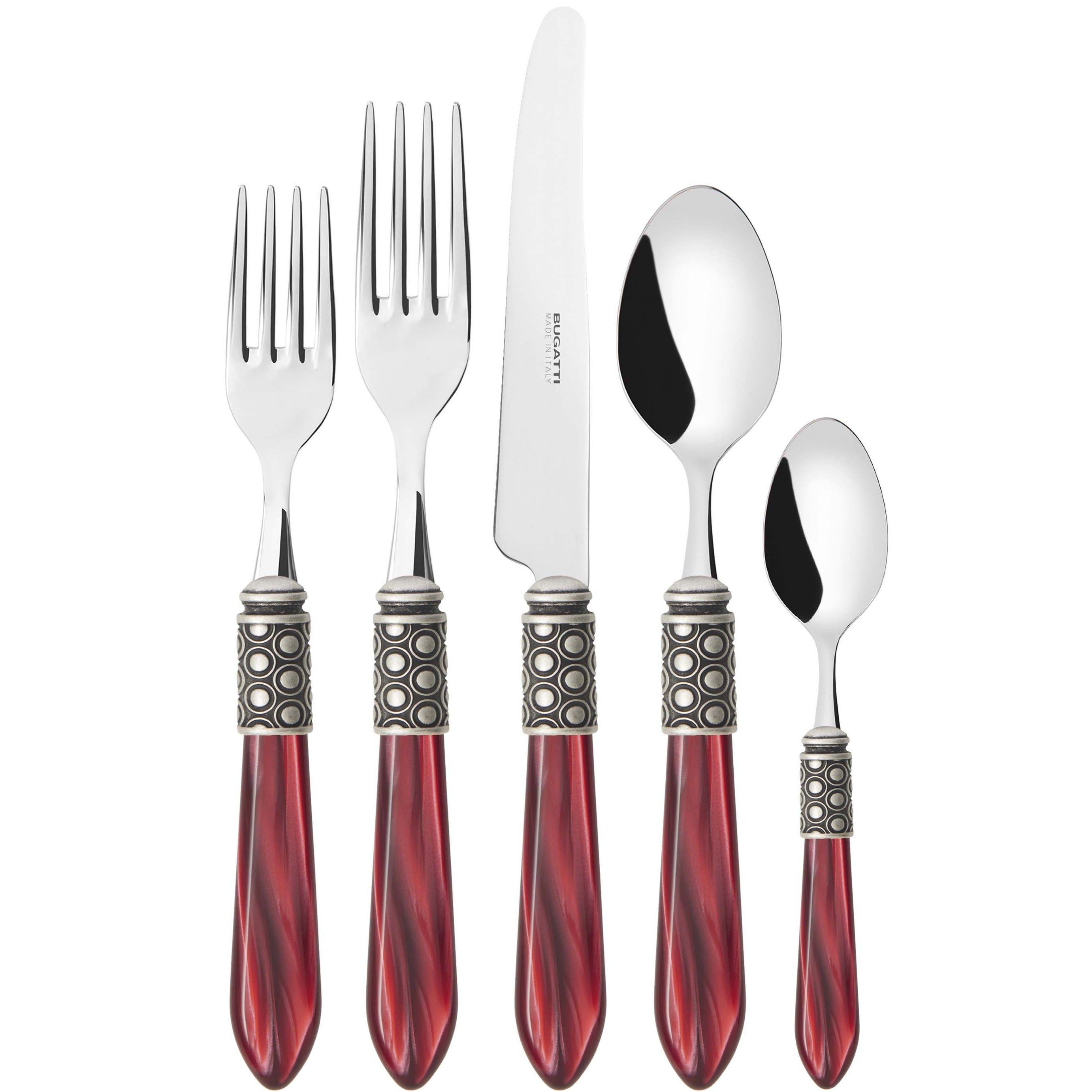 Optical Antique 5 Piece Place setting - Burgundy