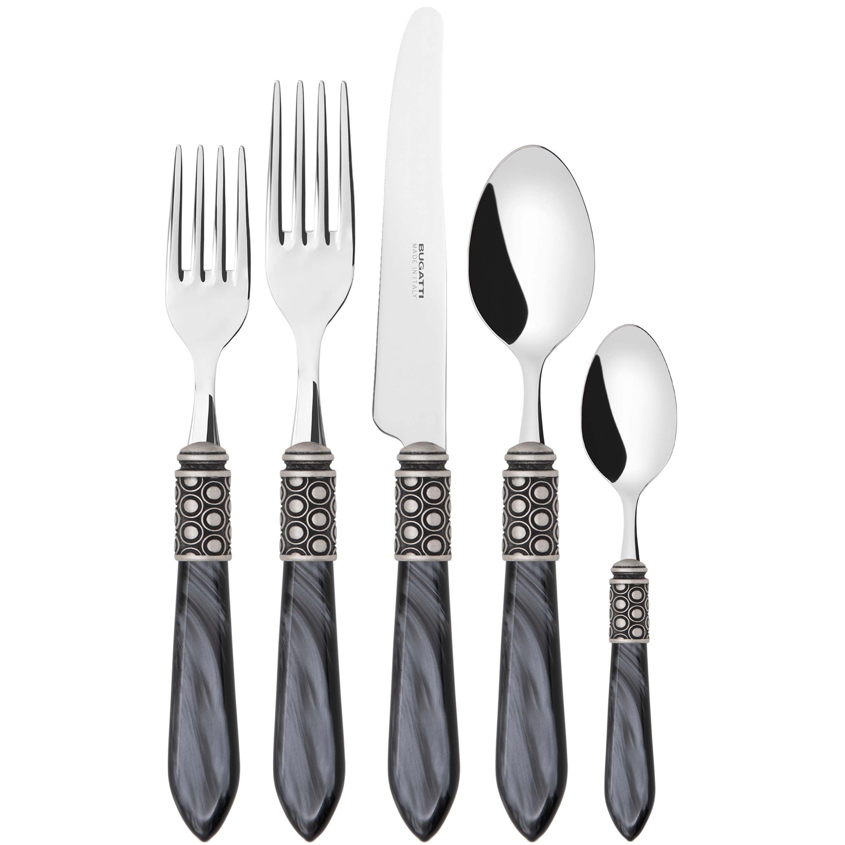 Optical Antique 5 Piece Place setting - Charcoal