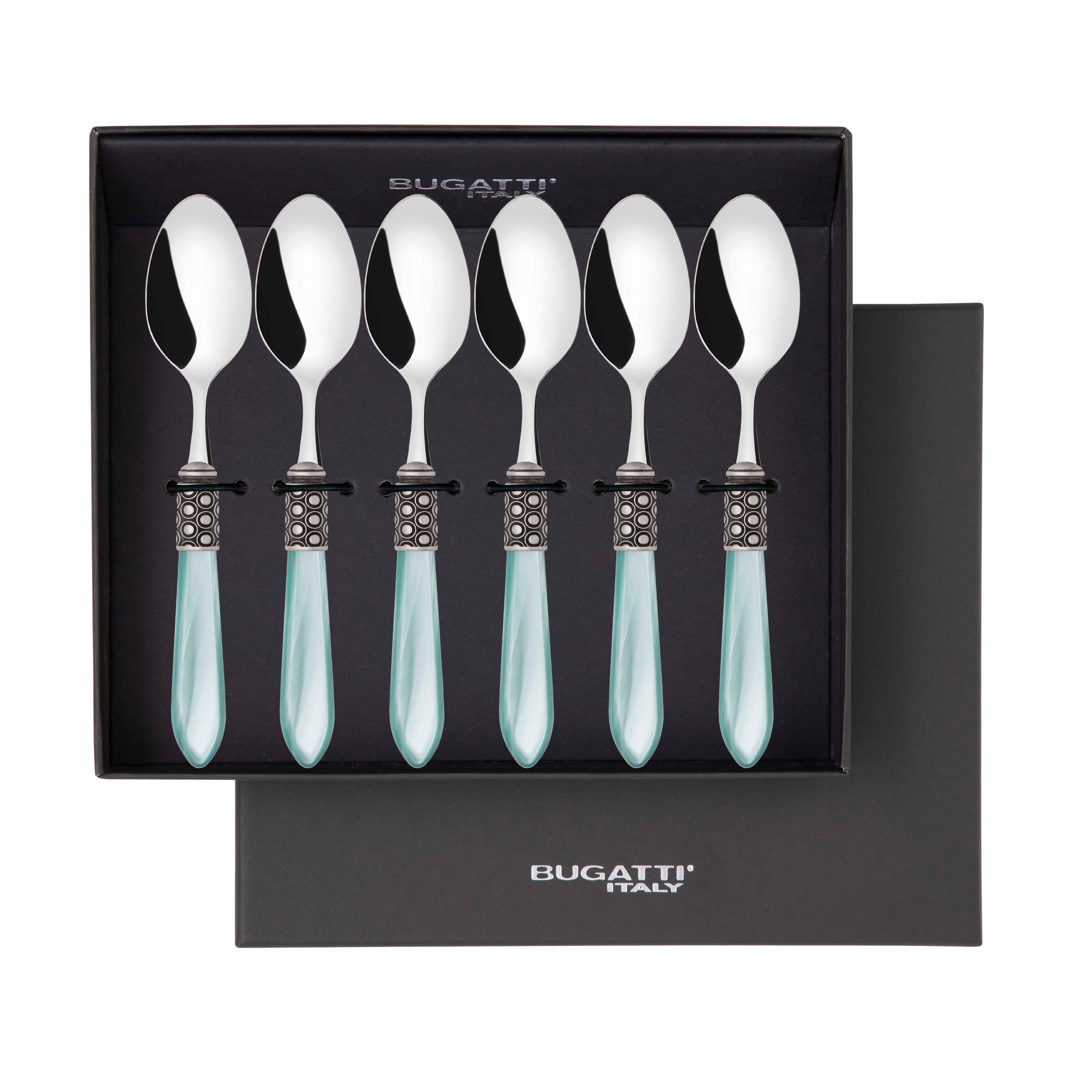 Optical Antique 6 Piece Coffee Spoon Set in gift box - aqua-Casa Bugatti USA