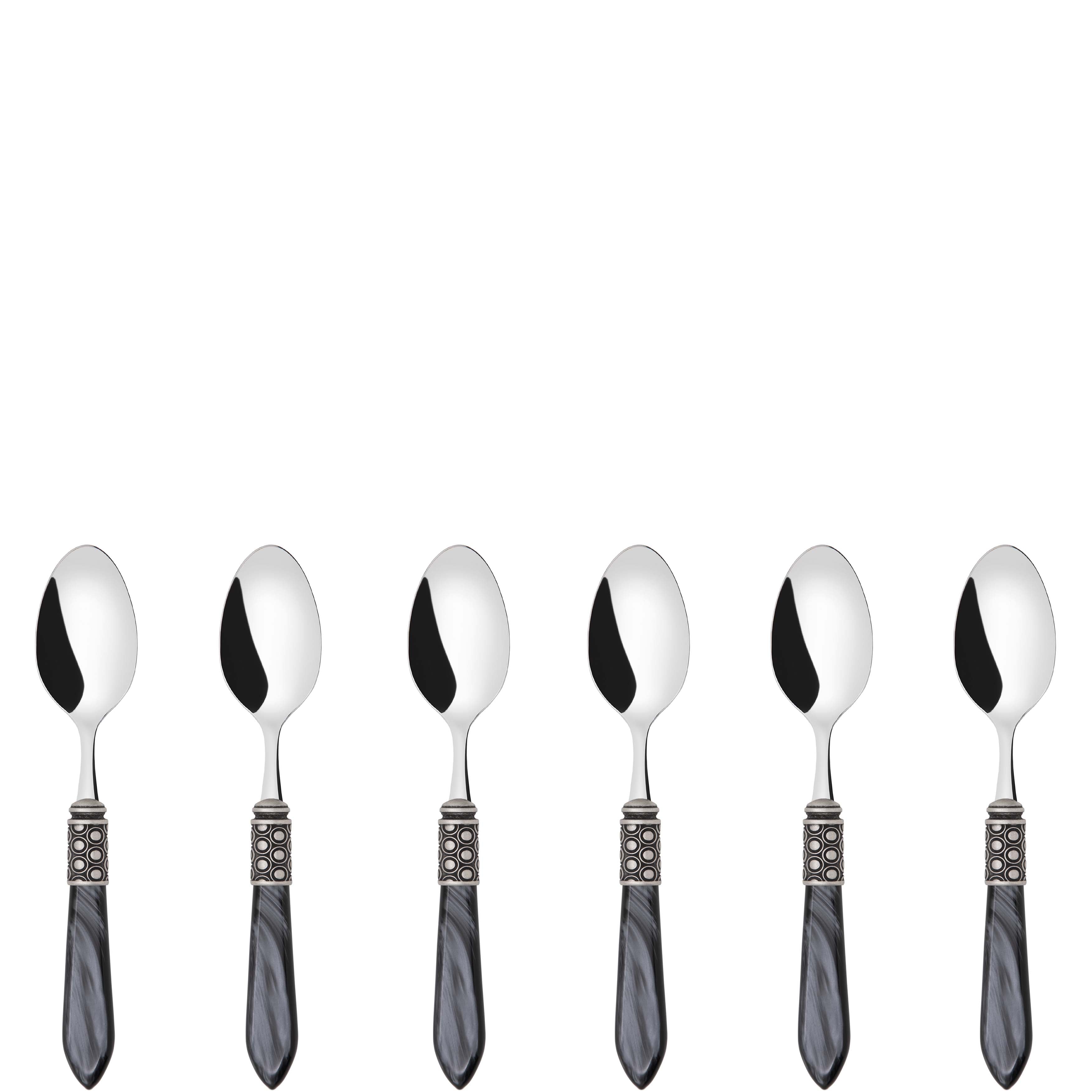 Optical Antique 6 Piece Coffee Spoon Set in gift box - charcoal