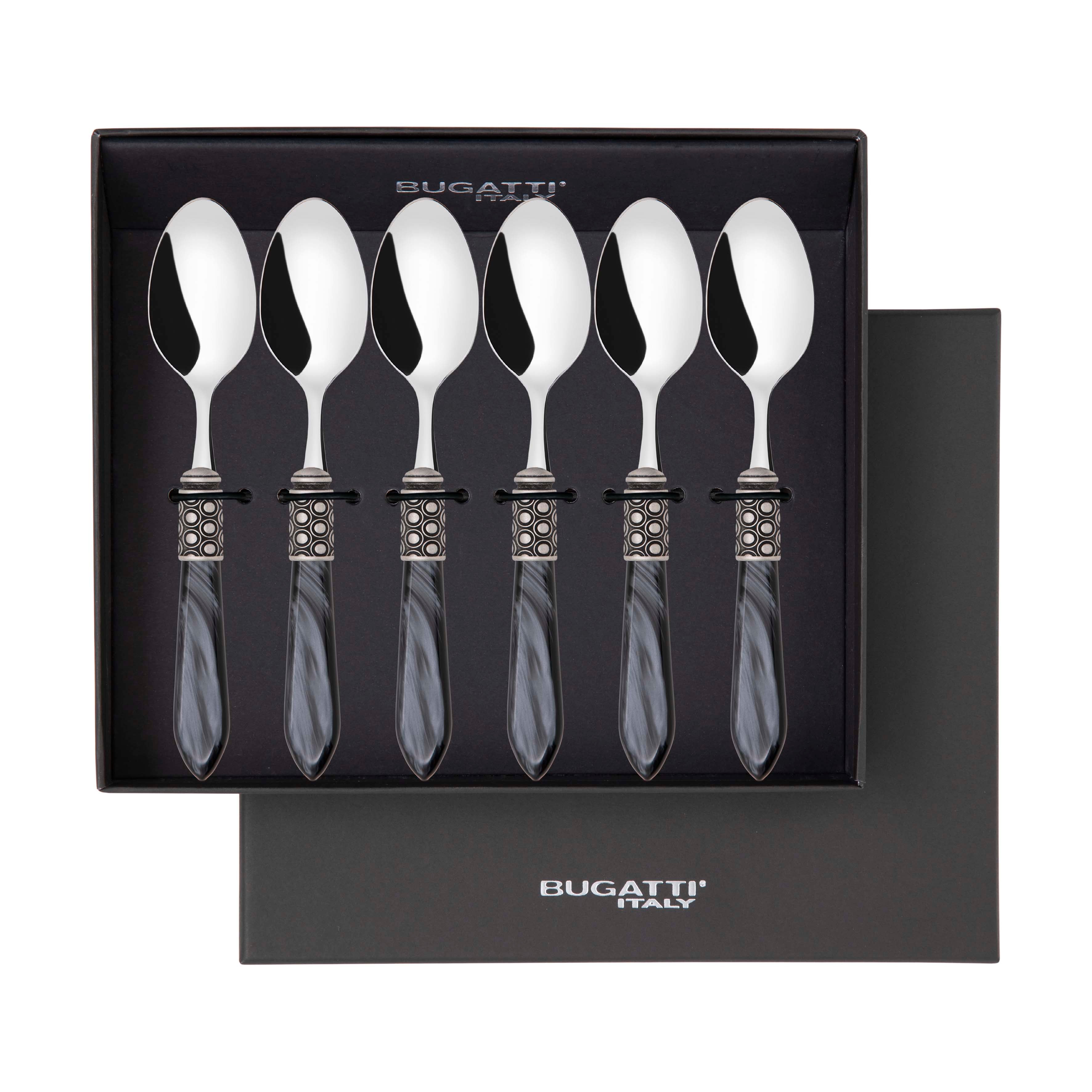 Optical Antique 6 Piece Coffee Spoon Set in gift box - charcoal