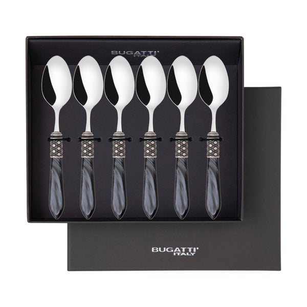 Optical Antique 6 Piece Coffee Spoon Set in gift box - Charcoal