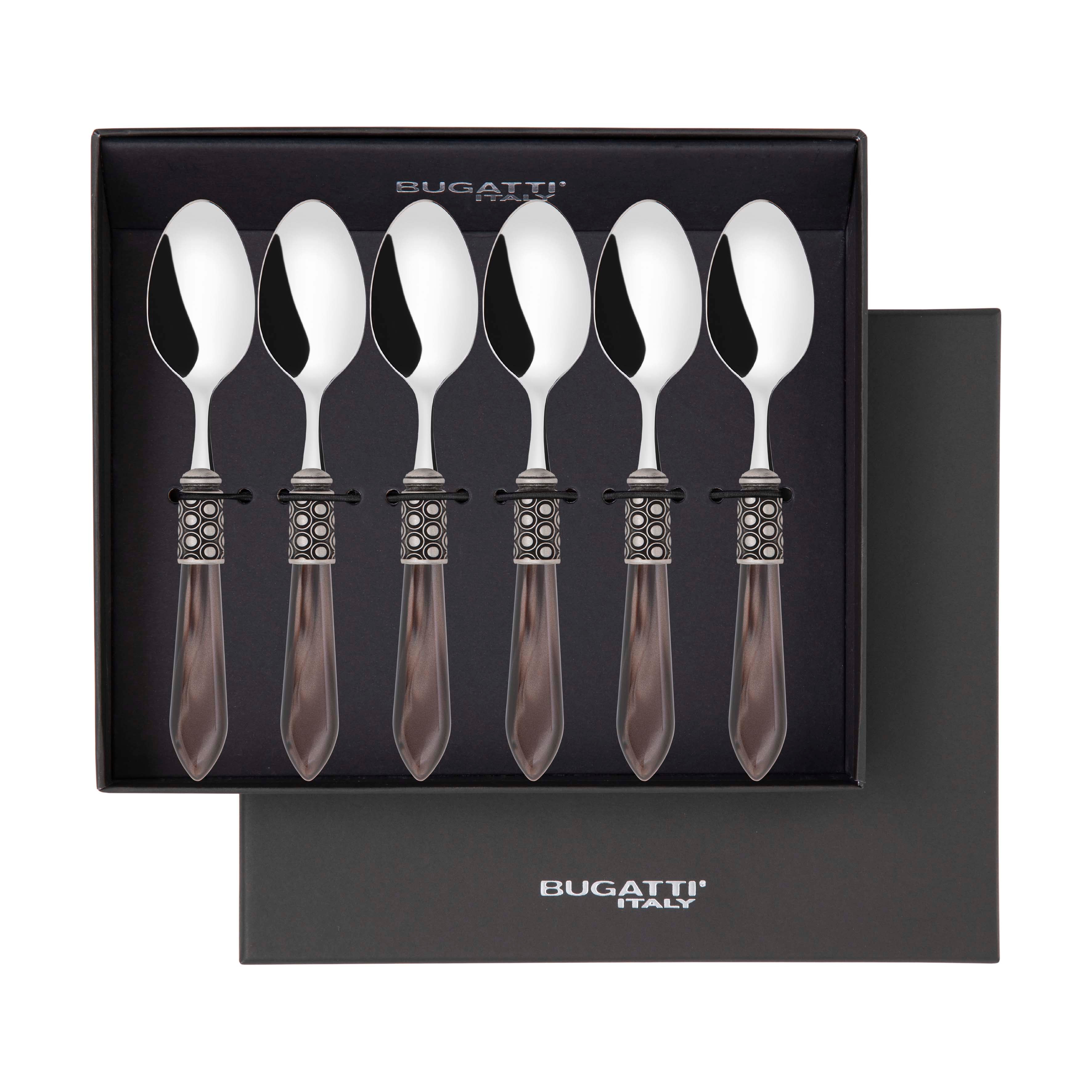 Optical Antique 6 Piece Coffee Spoon Set in gift box - chocolate