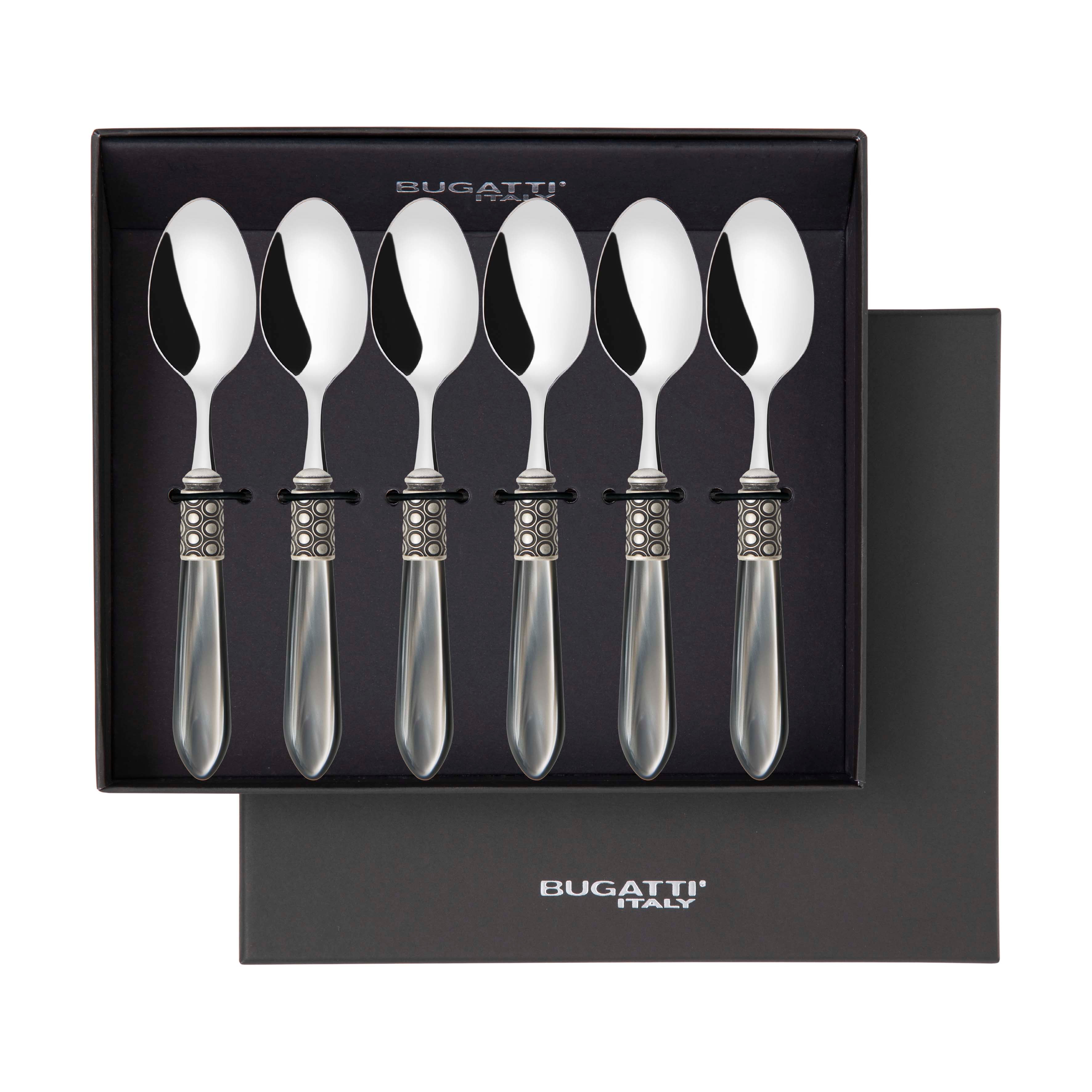 Optical Antique 6 Piece Coffee Spoon Set in gift box - gray-Casa Bugatti USA