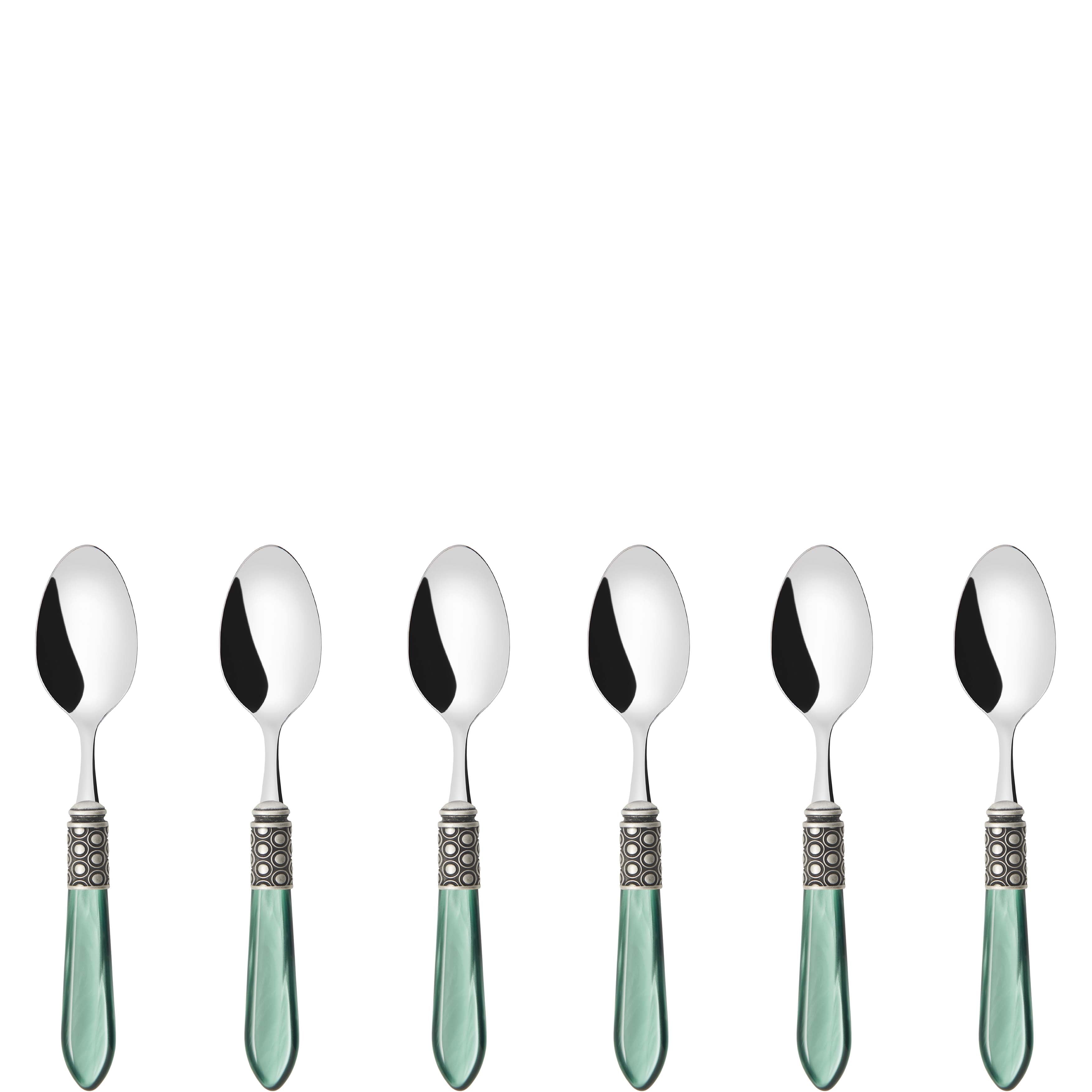 Optical Antique 6 Piece Coffee Spoon Set in gift box - green