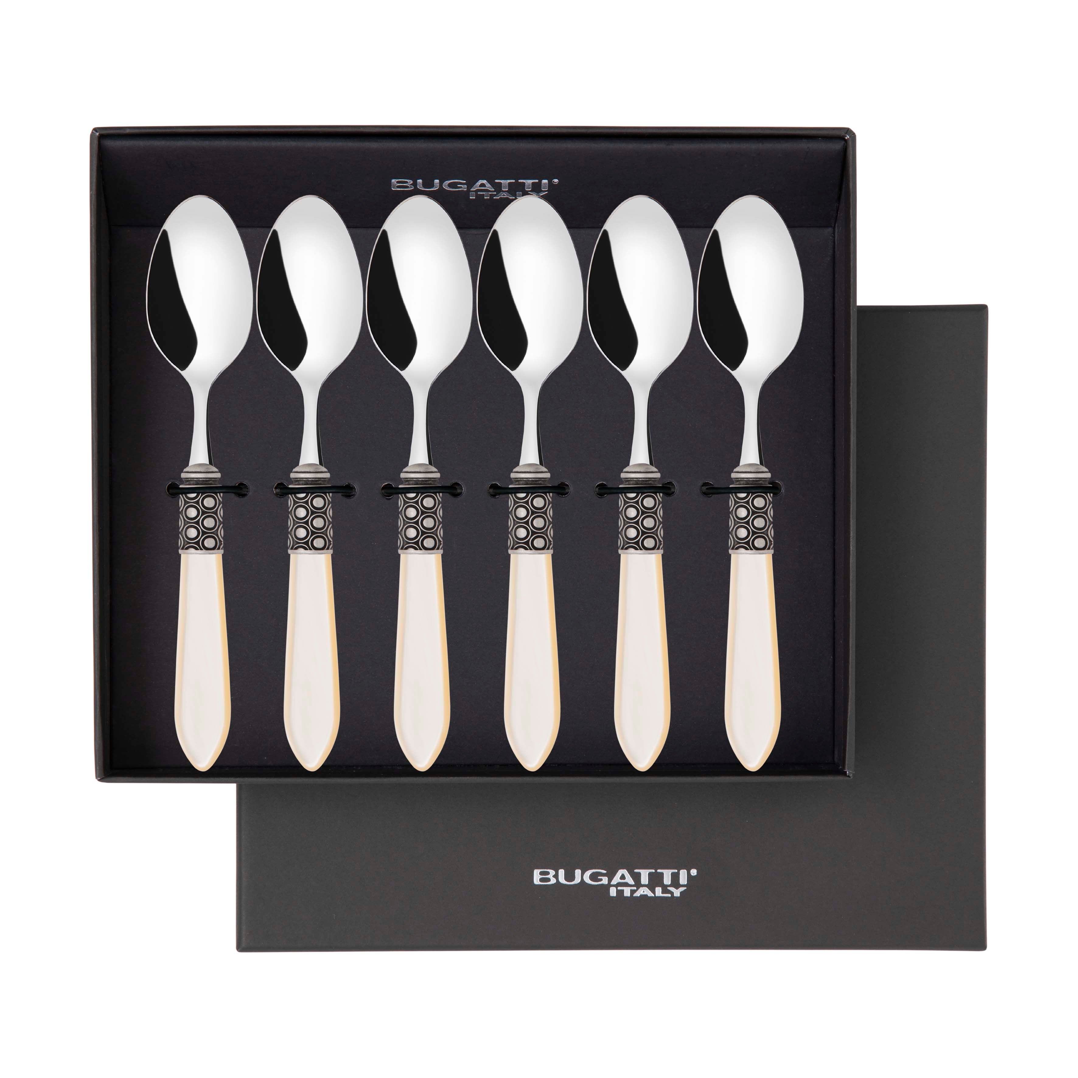 Optical Antique 6 Piece Coffee Spoon Set in gift box - Ivory